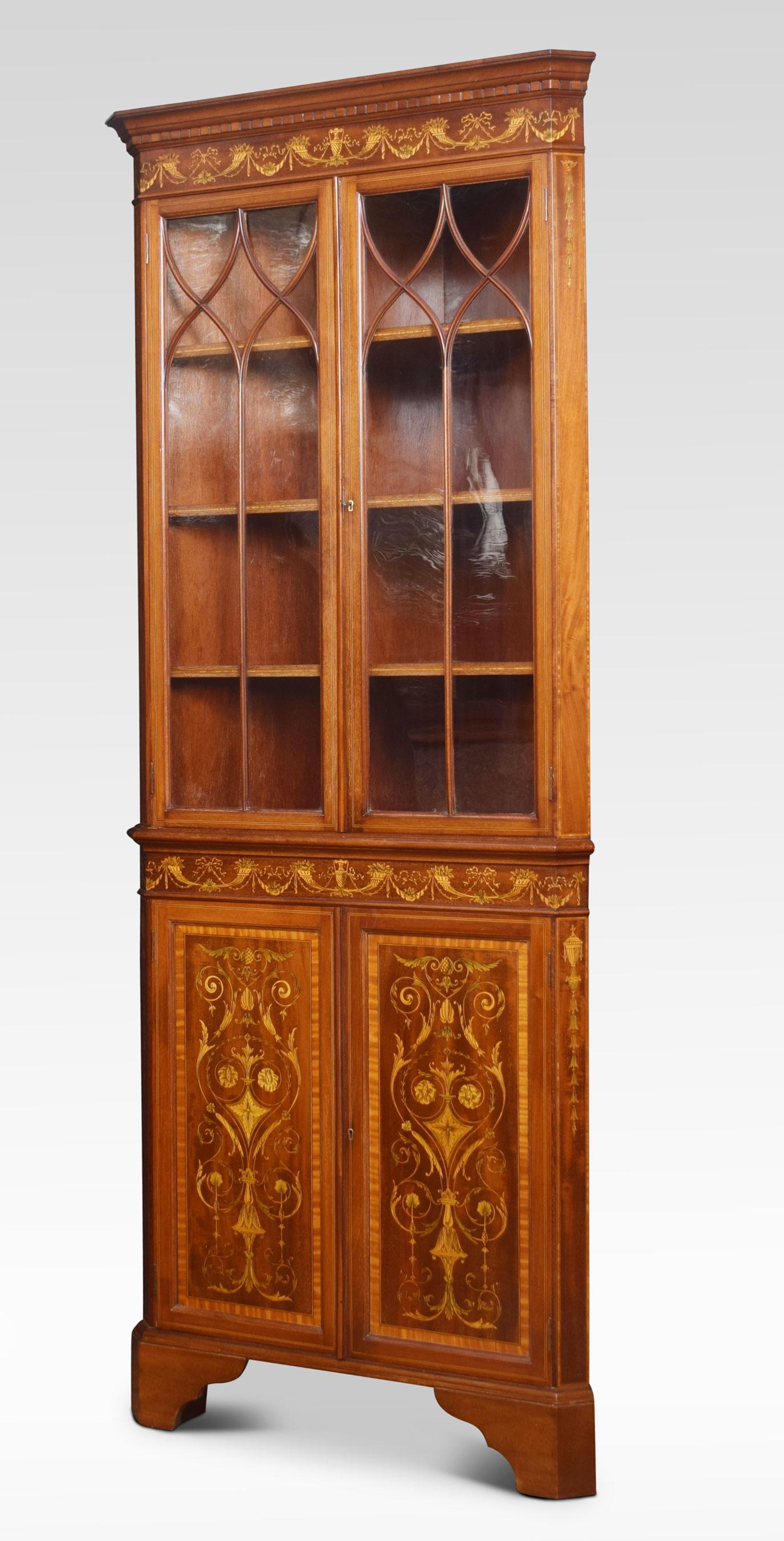 Mahogany Inlaid Corner Cabinet In Good Condition For Sale In Cheshire, GB