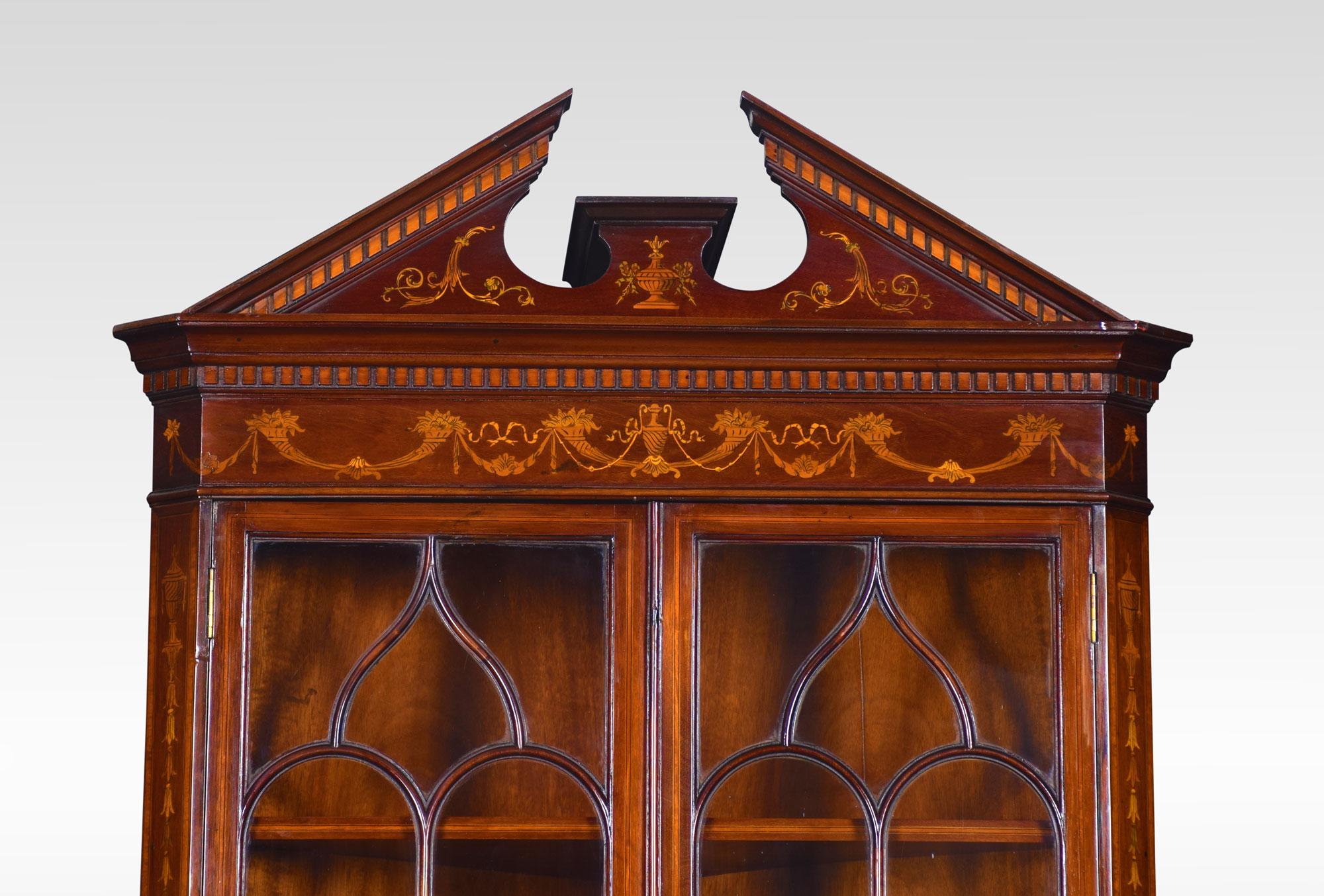 British Mahogany Inlaid Corner Cabinet For Sale