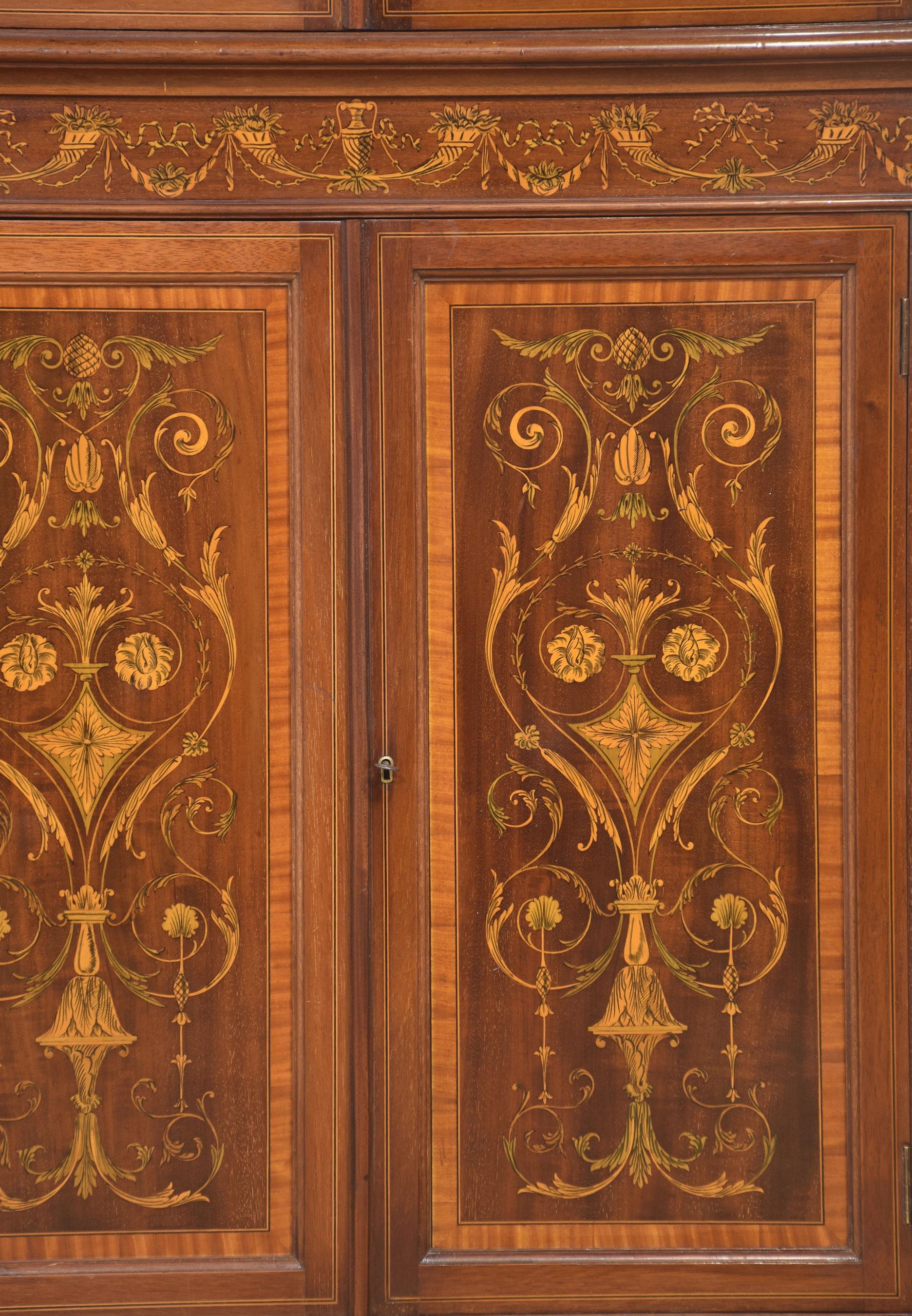 Mahogany inlaid corner cabinet For Sale 2