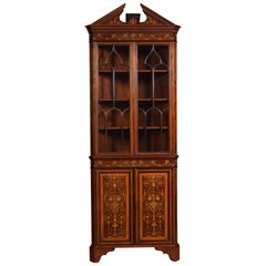 Mahogany Inlaid Corner Cabinet