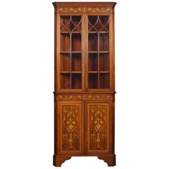 Used Mahogany Inlaid Corner Cabinet