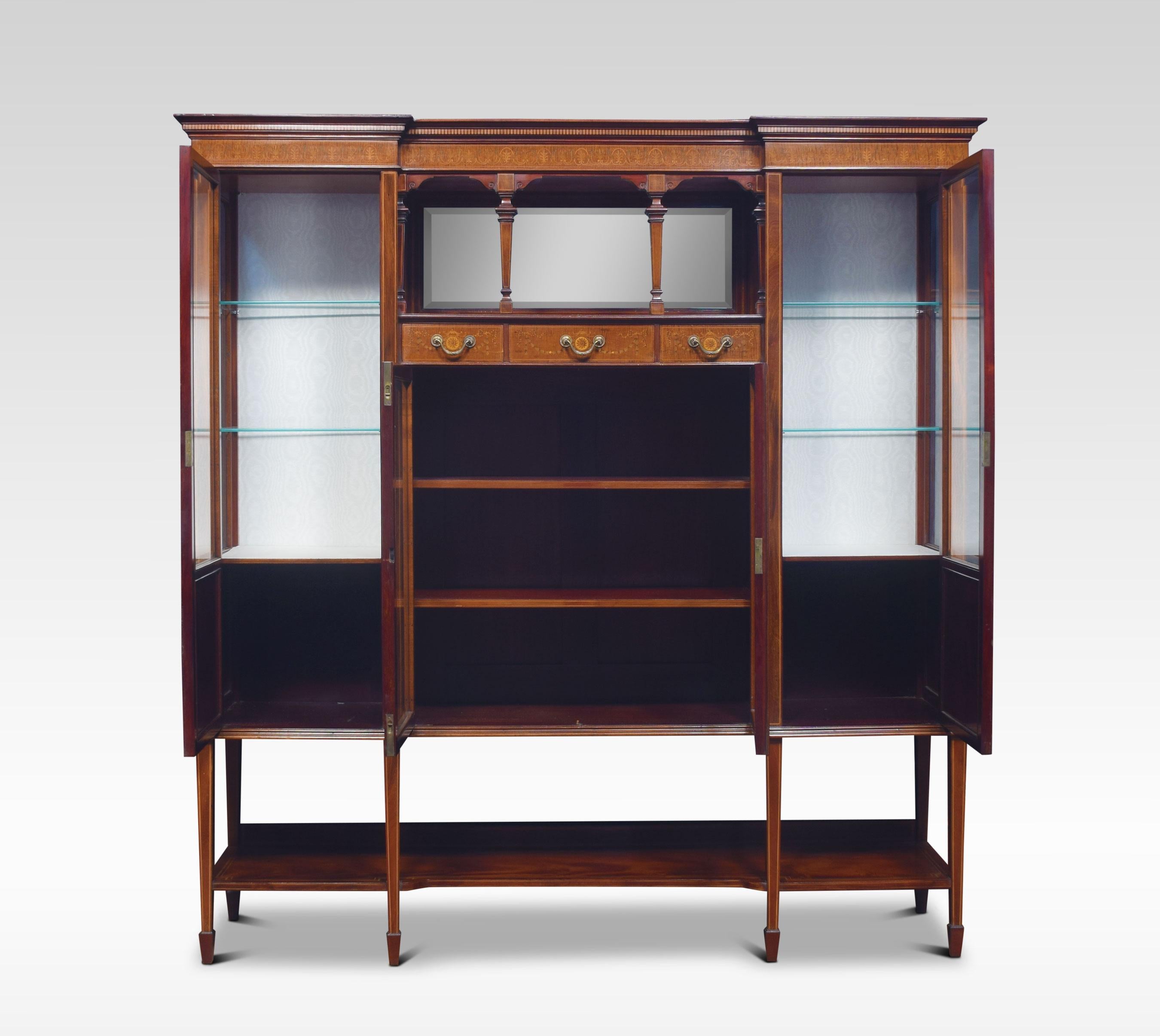 British Mahogany Inlaid Display Cabinet by Maple and Co For Sale