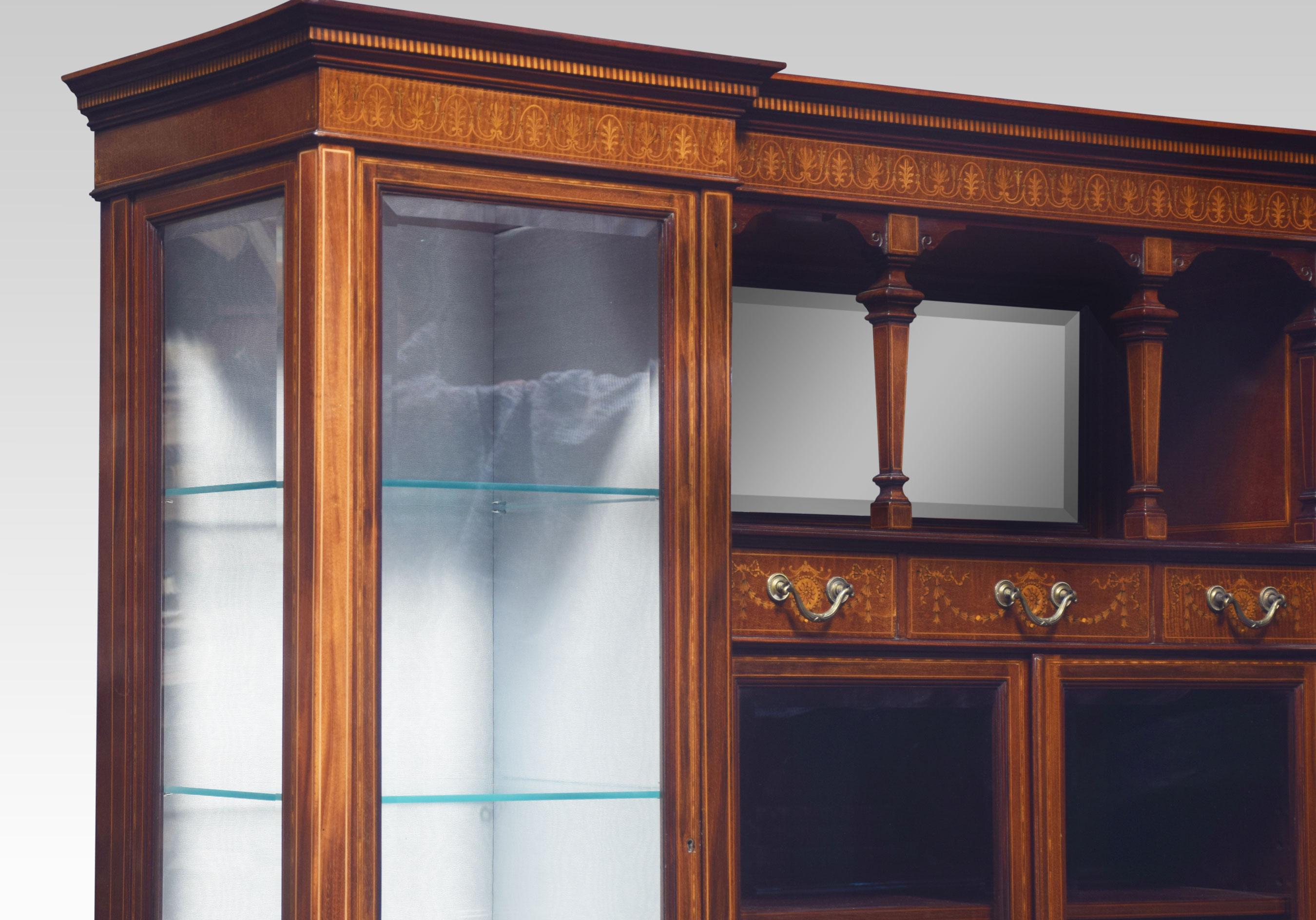 Mahogany Inlaid Display Cabinet by Maple and Co In Good Condition For Sale In Cheshire, GB