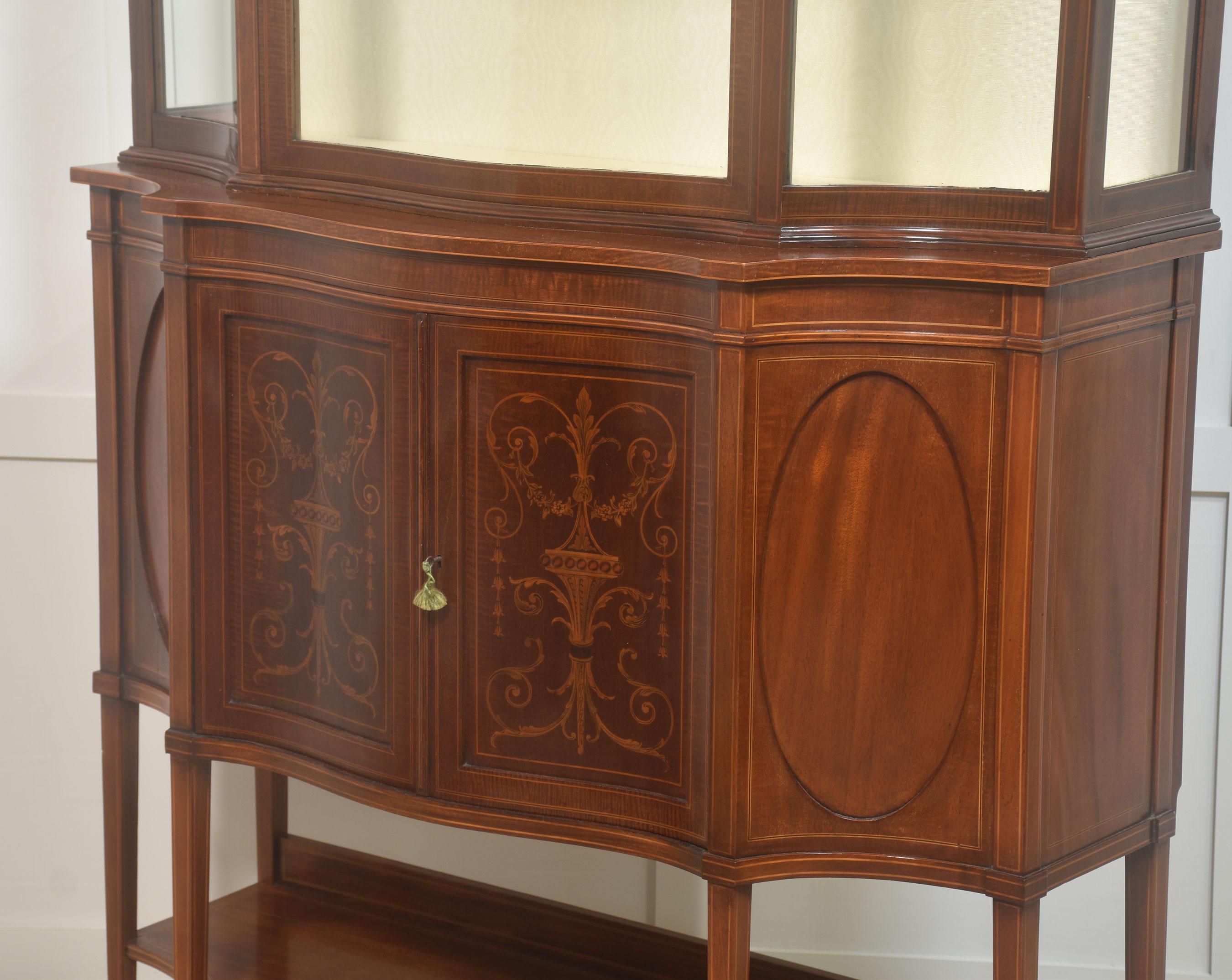 Mahogany inlaid display cabinet For Sale 1