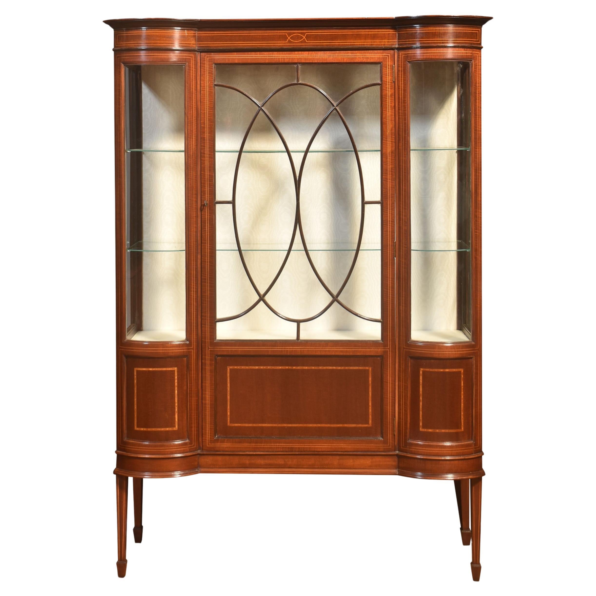 Mahogany inlaid display cabinet
