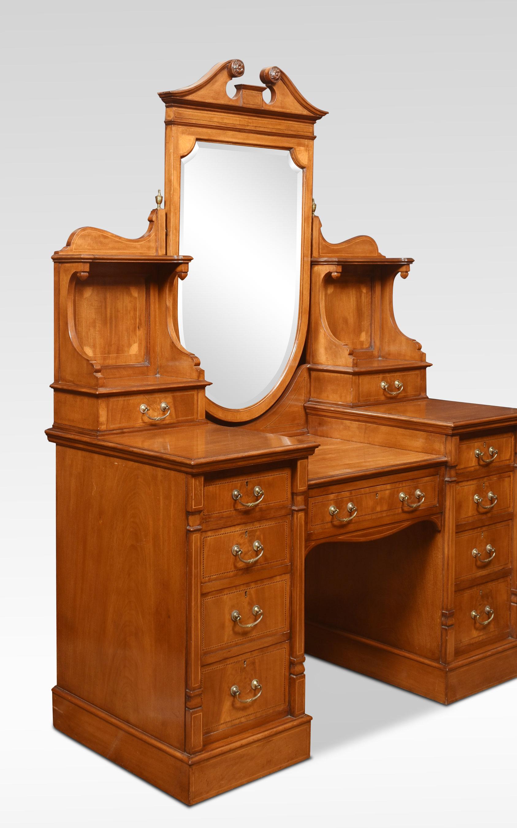 British Mahogany Inlaid Dressing Table For Sale