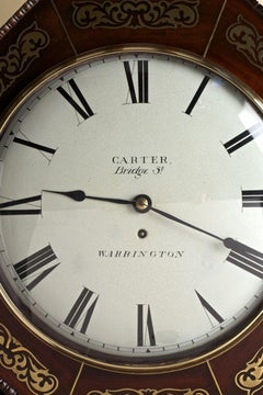 Mahogany Inlaid English Fusee Drop Dial Wall Clock by Carter of Warrington