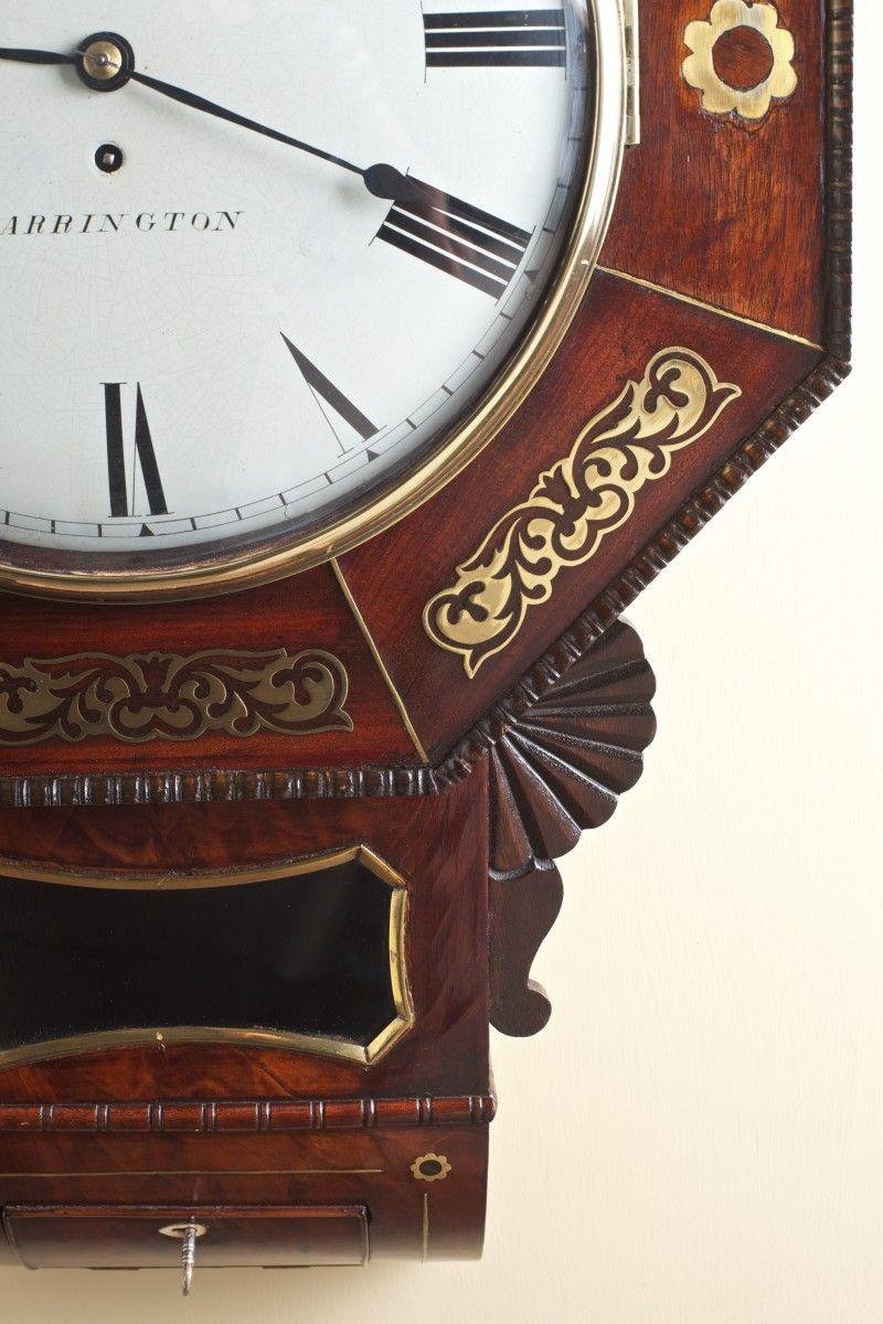 Victorian Mahogany Inlaid English Fusee Drop Dial Wall Clock by Carter of Warrington For Sale
