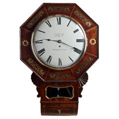Mahogany Inlaid English Fusee Drop Dial Wall Clock by Carter of Warrington