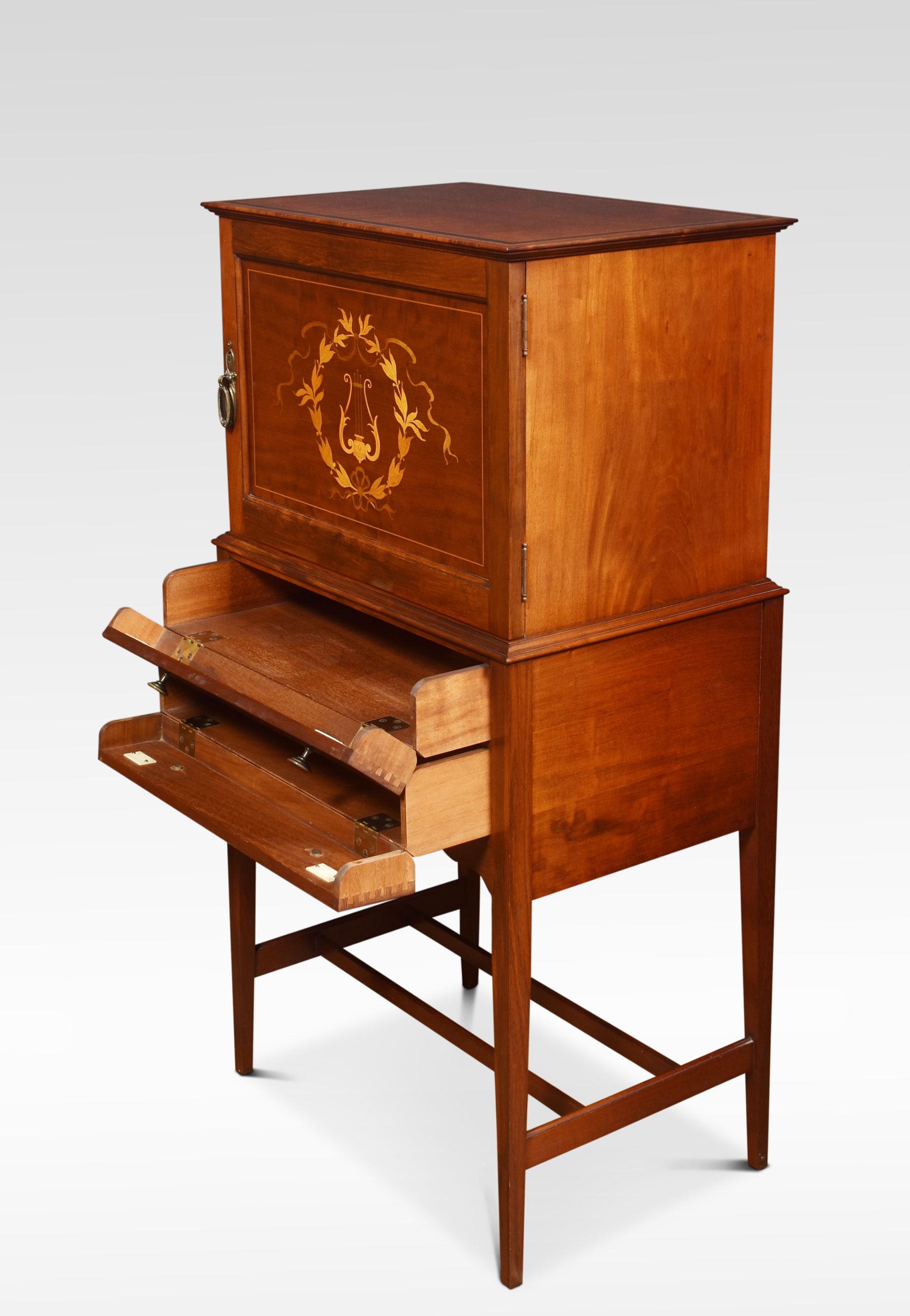 20th Century Mahogany Inlaid Music Cabinet
