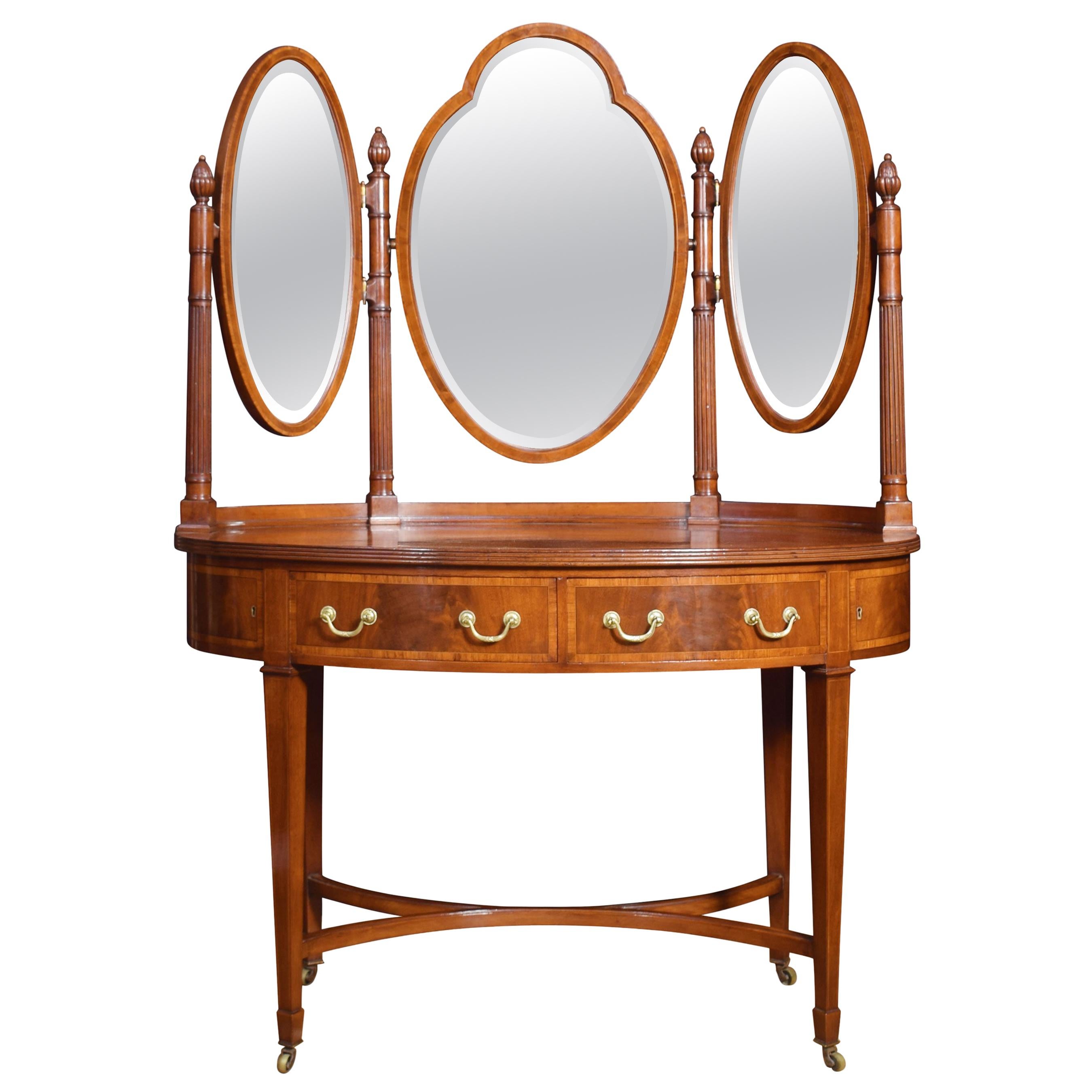 Mahogany Inlaid Oval Dressing Table at 1stDibs