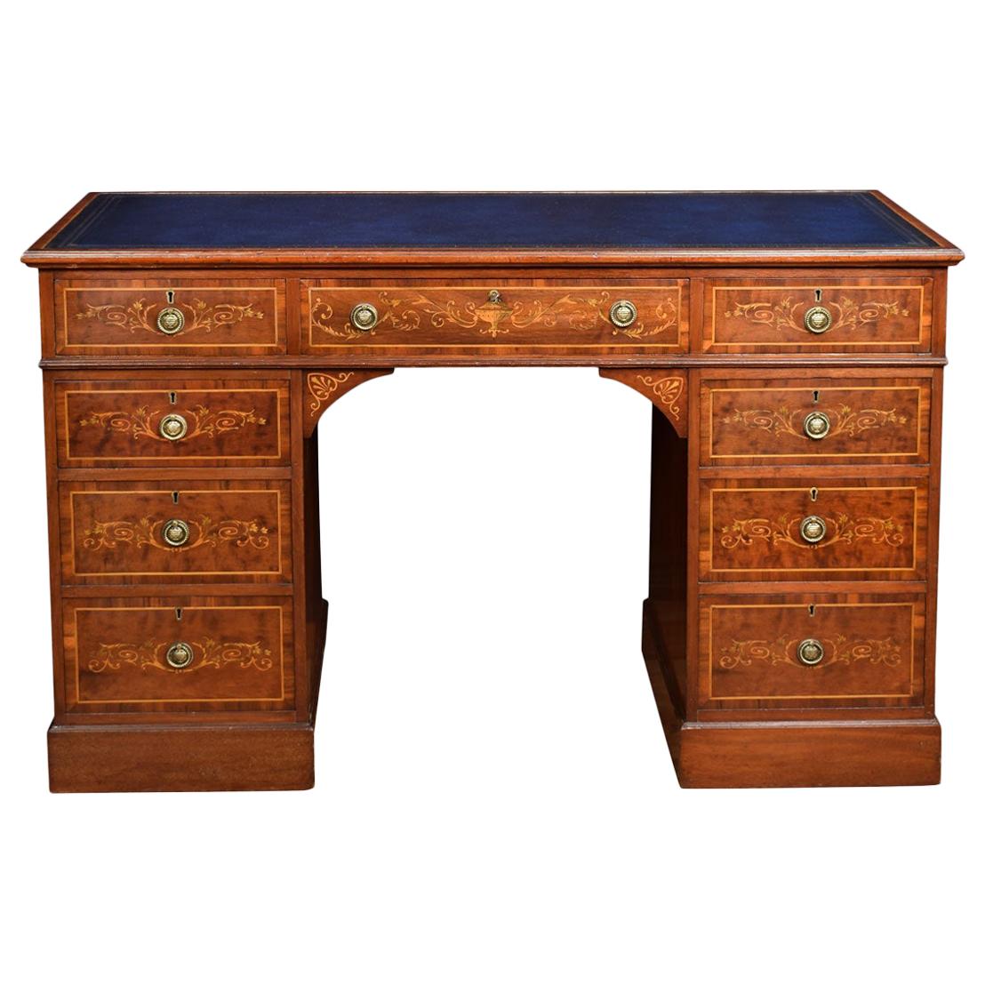 Mahogany Inlaid Pedestal Desk