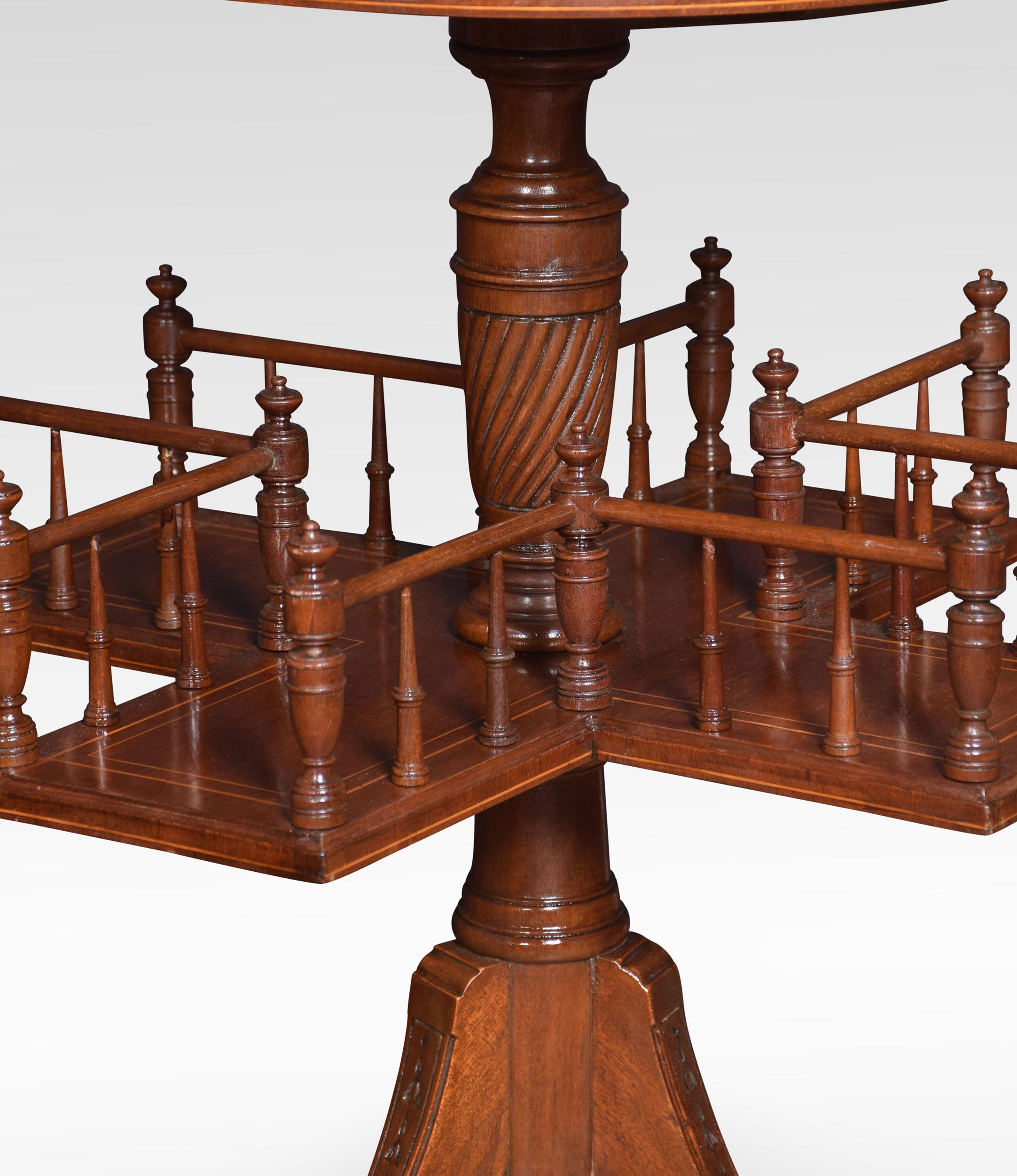 British Mahogany Inlaid Revolving Book Table For Sale