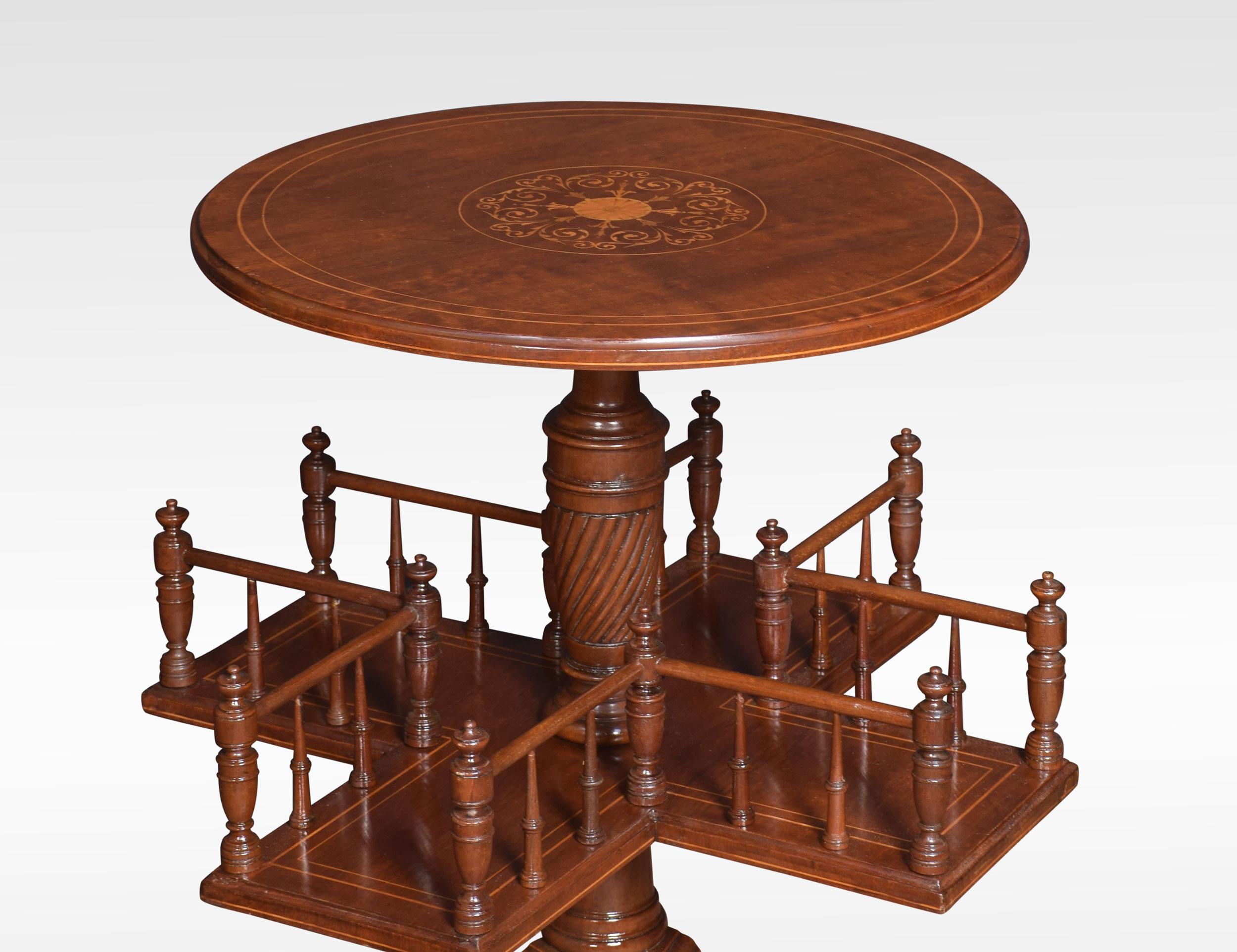 19th Century Mahogany Inlaid Revolving Book Table For Sale