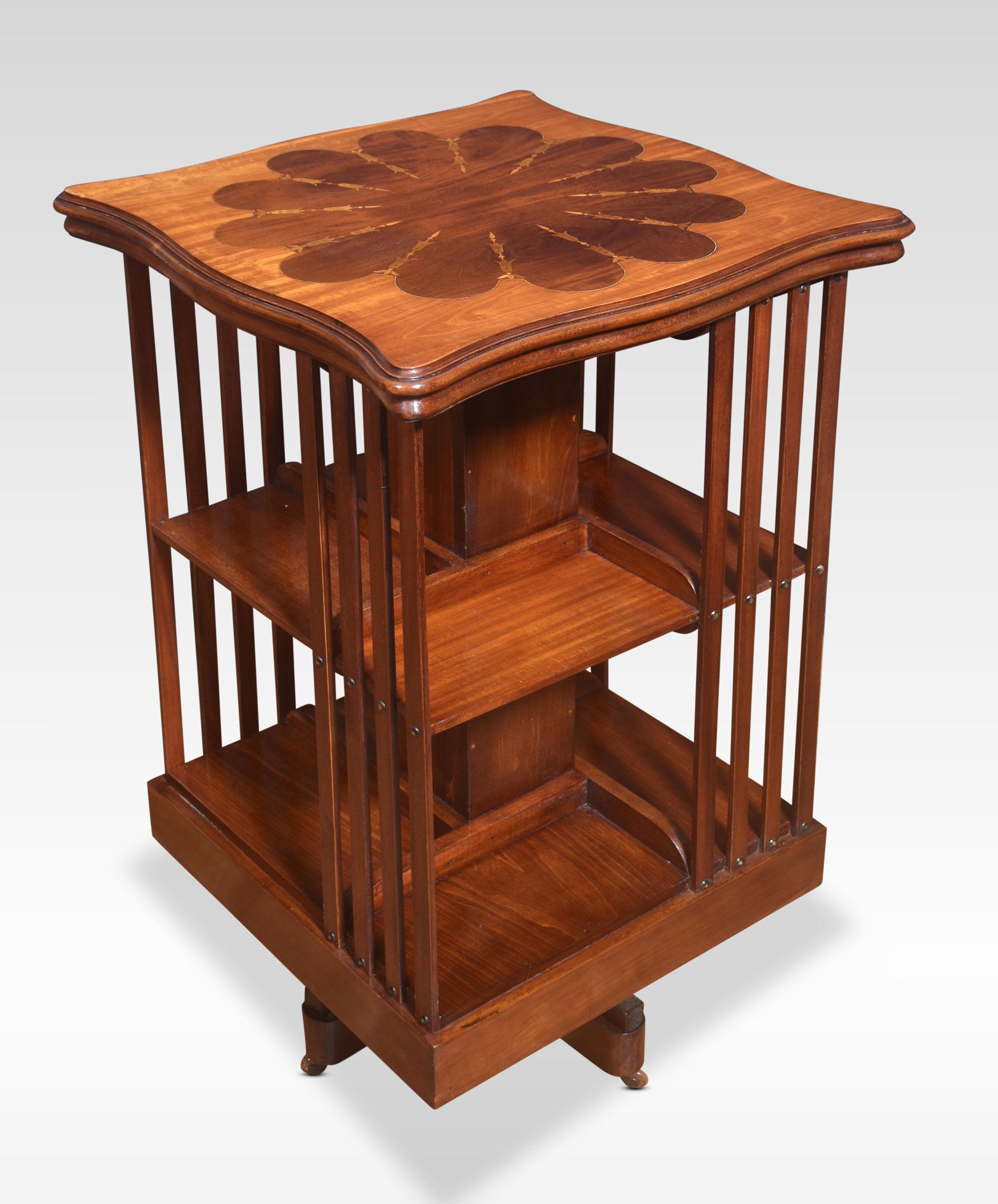 Wood Mahogany inlaid revolving bookcase For Sale