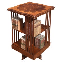 Antique Mahogany inlaid revolving bookcase