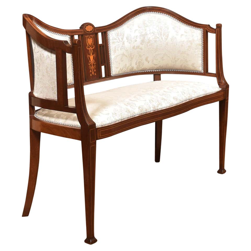 Satinwood Two Seater Painted Couch / Settee at 1stDibs