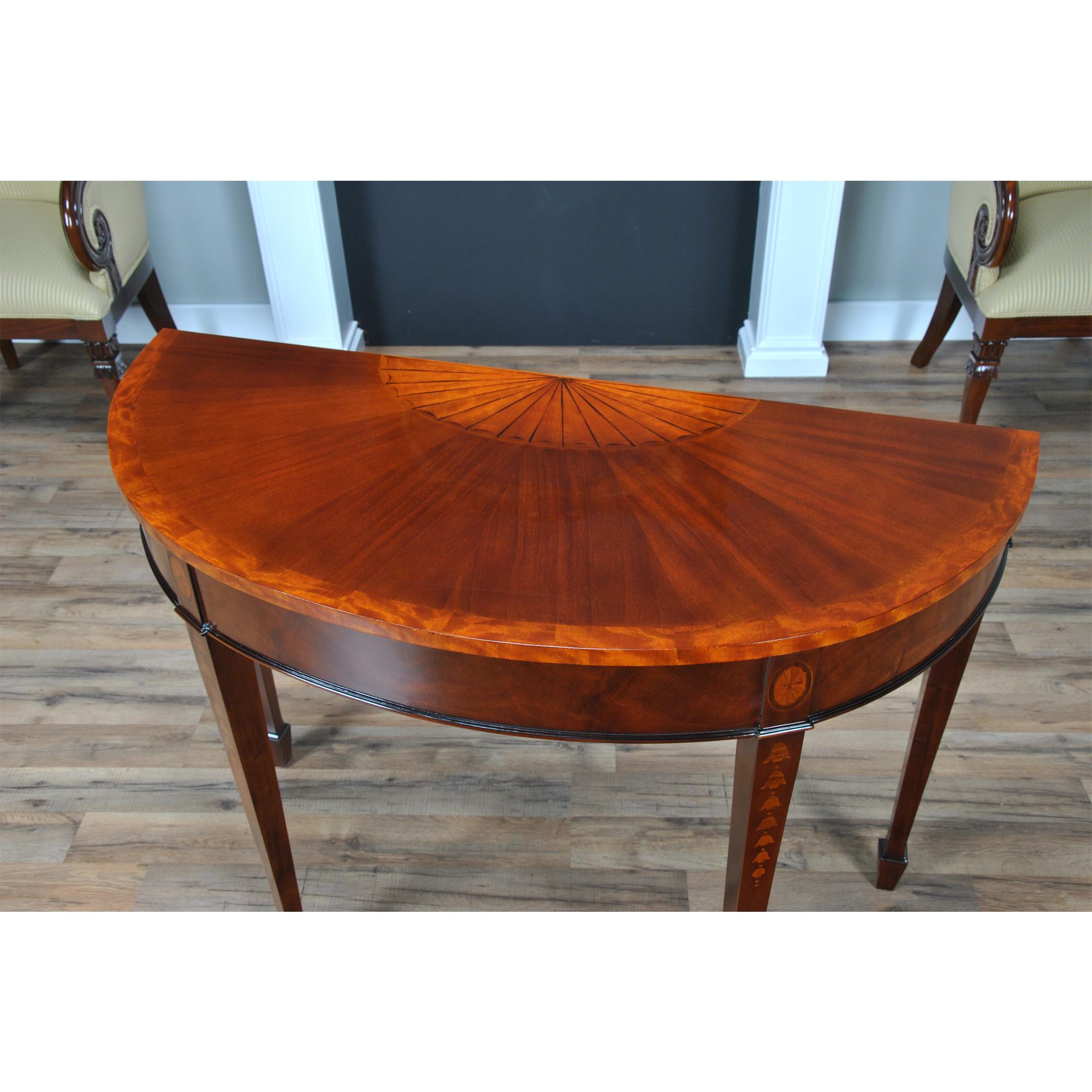 Chippendale Mahogany Inlaid Sunburst Console  For Sale