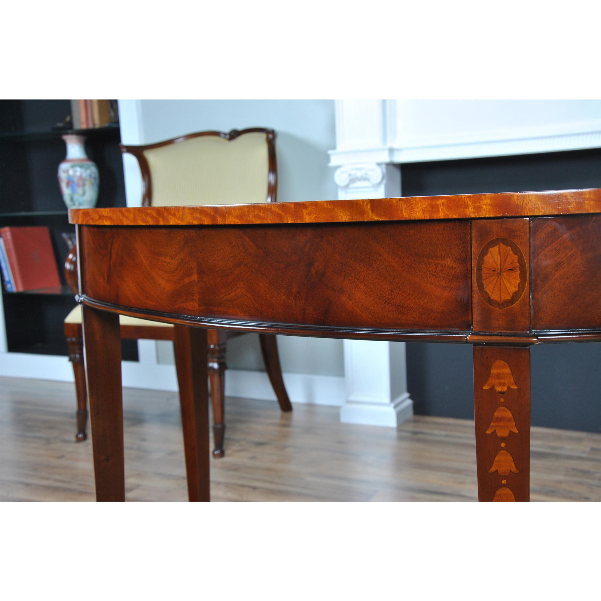 Hand-Carved Mahogany Inlaid Sunburst Console  For Sale