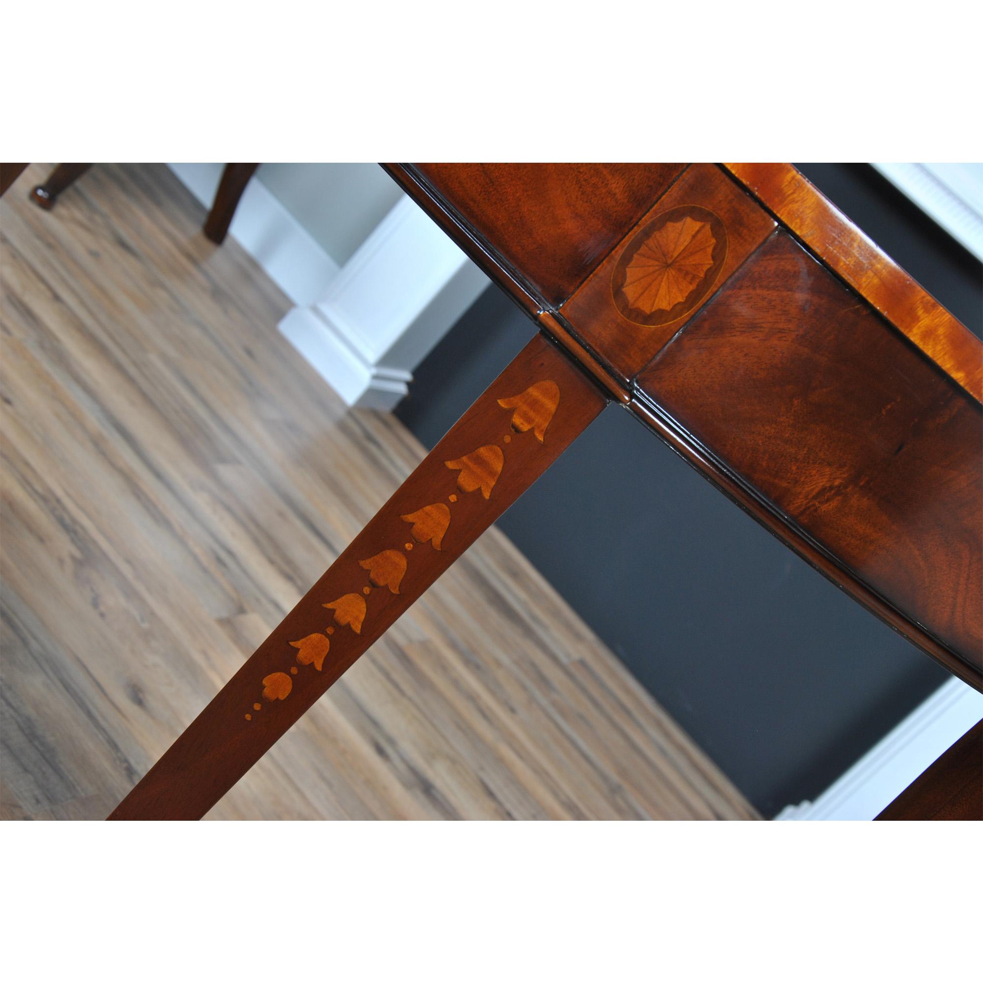 Mahogany Inlaid Sunburst Console  In New Condition For Sale In Annville, PA