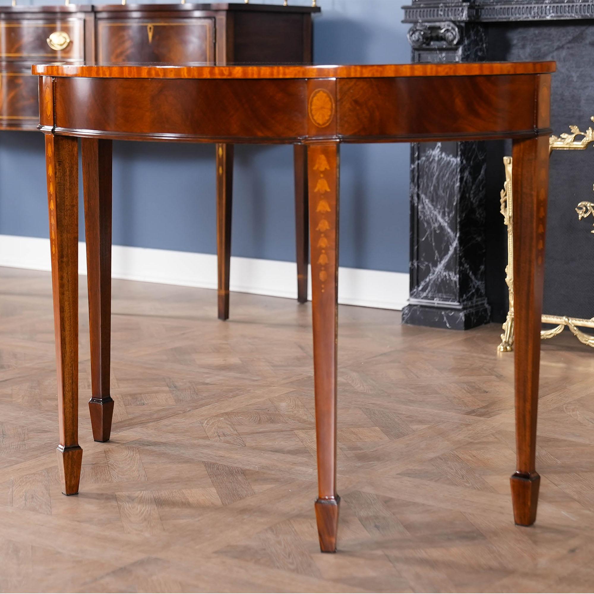Mahogany Inlaid Sunburst Console In New Condition For Sale In Annville, PA