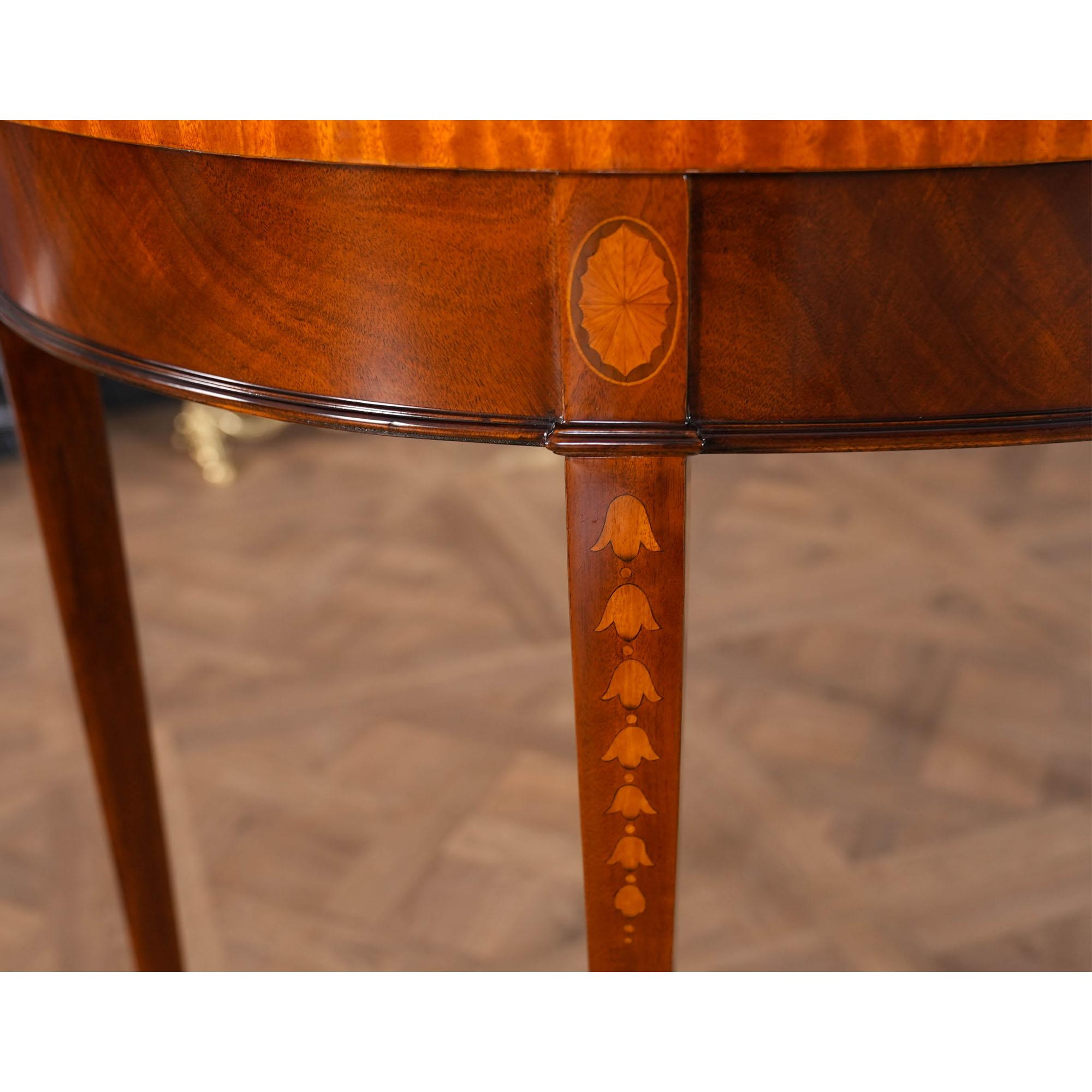 Contemporary Mahogany Inlaid Sunburst Console For Sale