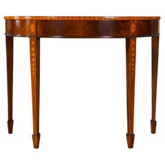 Console Sunburst en acajou incrusté
