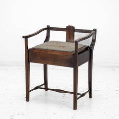 Mahogany Inlaid Tapestry Seat Piano / Music Storage Stool Edwardian