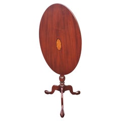 Mahogany Inlaid Tilt-Top Tea Table Side Table with Tripod ClawFeet