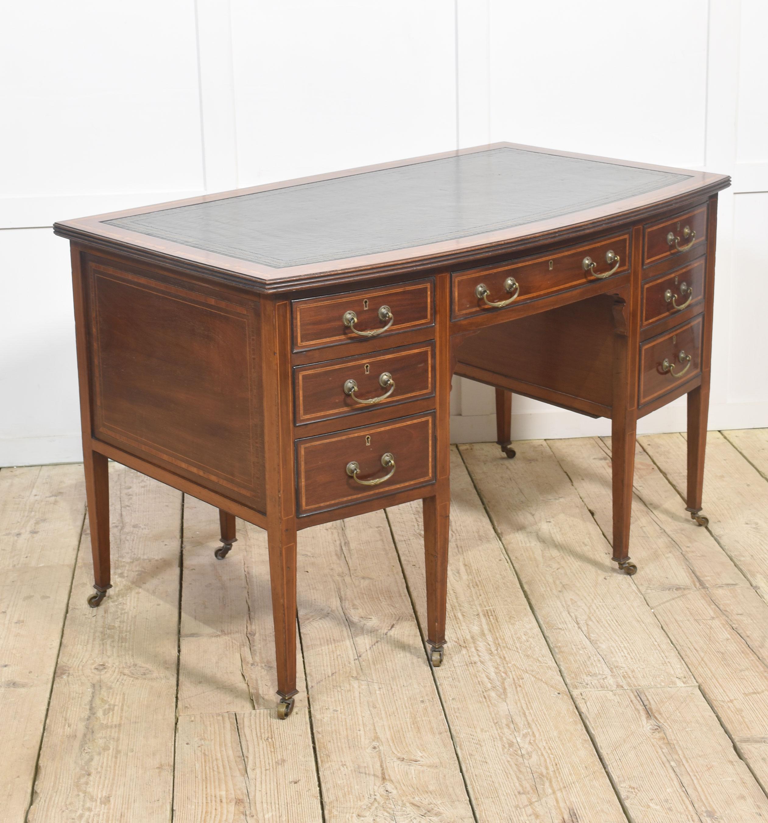 Mahogany inlaid writing desk For Sale 4