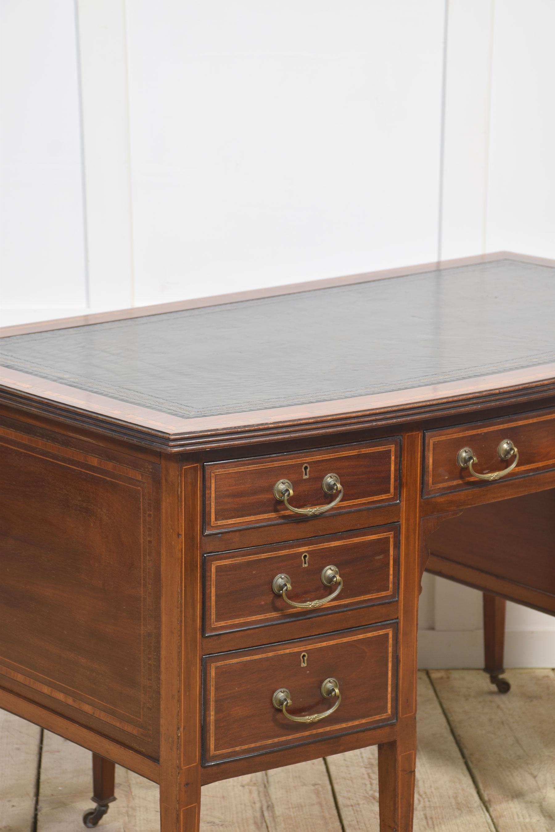 Mahogany inlaid writing desk For Sale 5