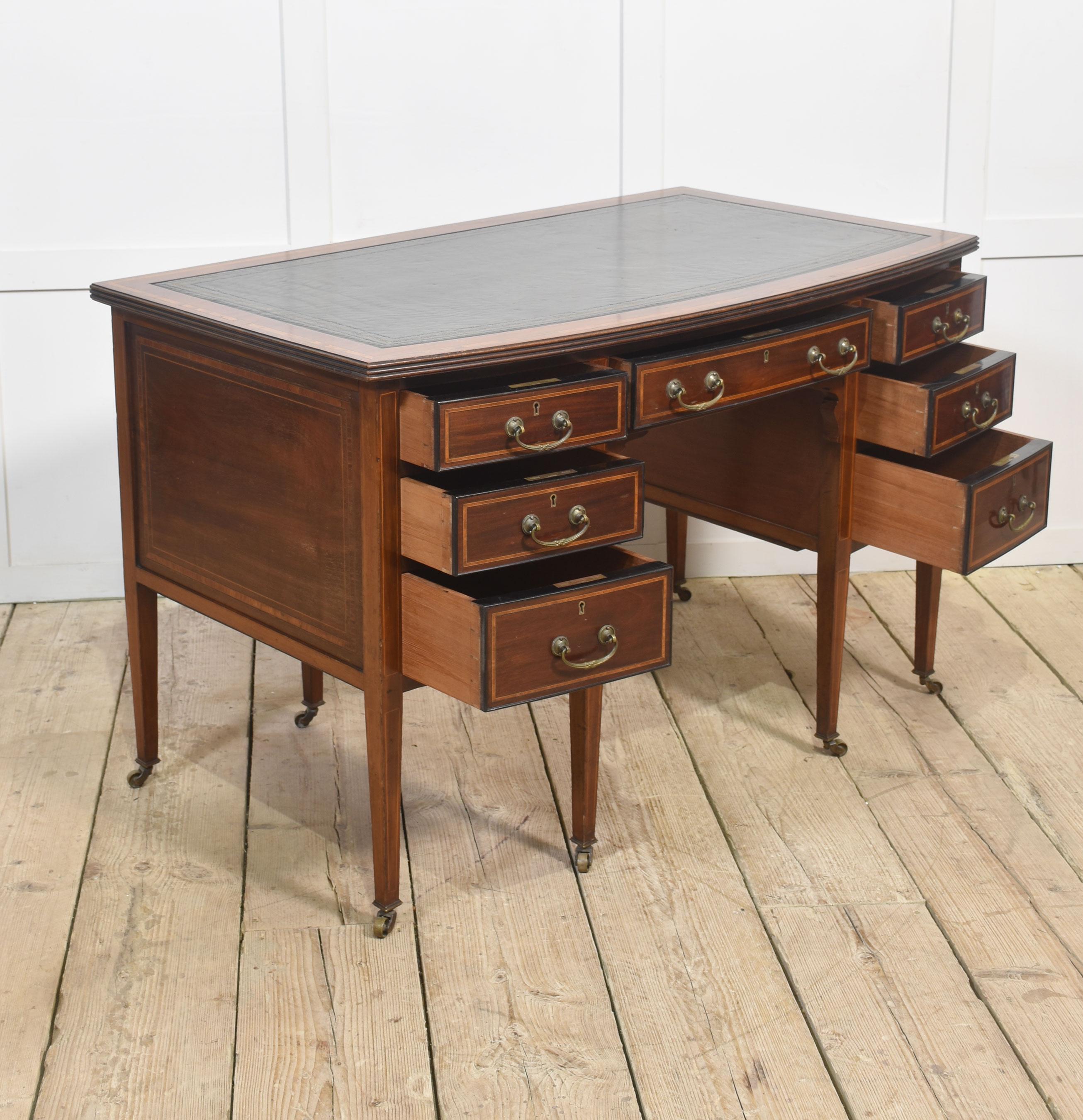 Mahogany inlaid writing desk For Sale 6