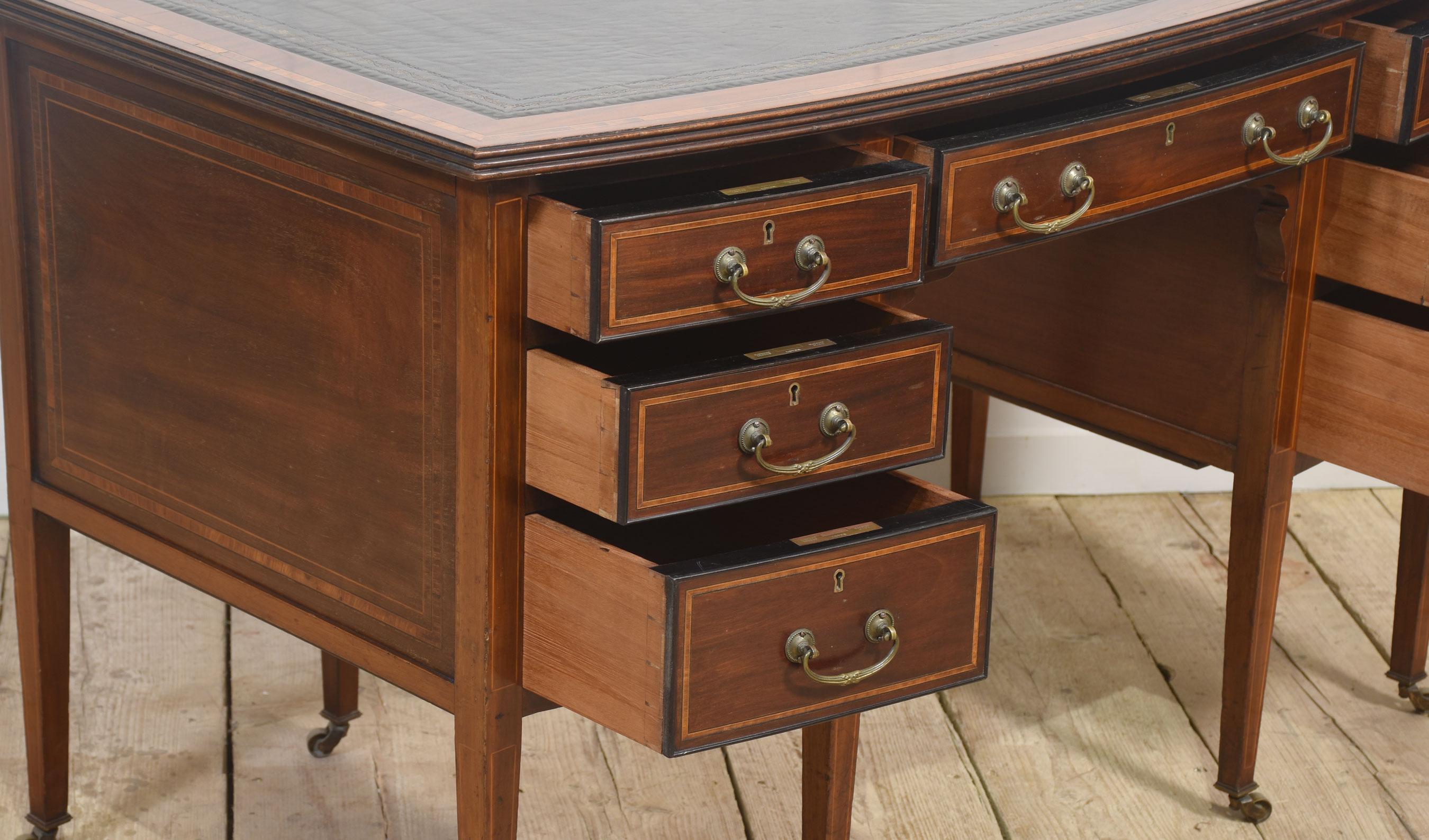 Mahogany inlaid writing desk For Sale 7