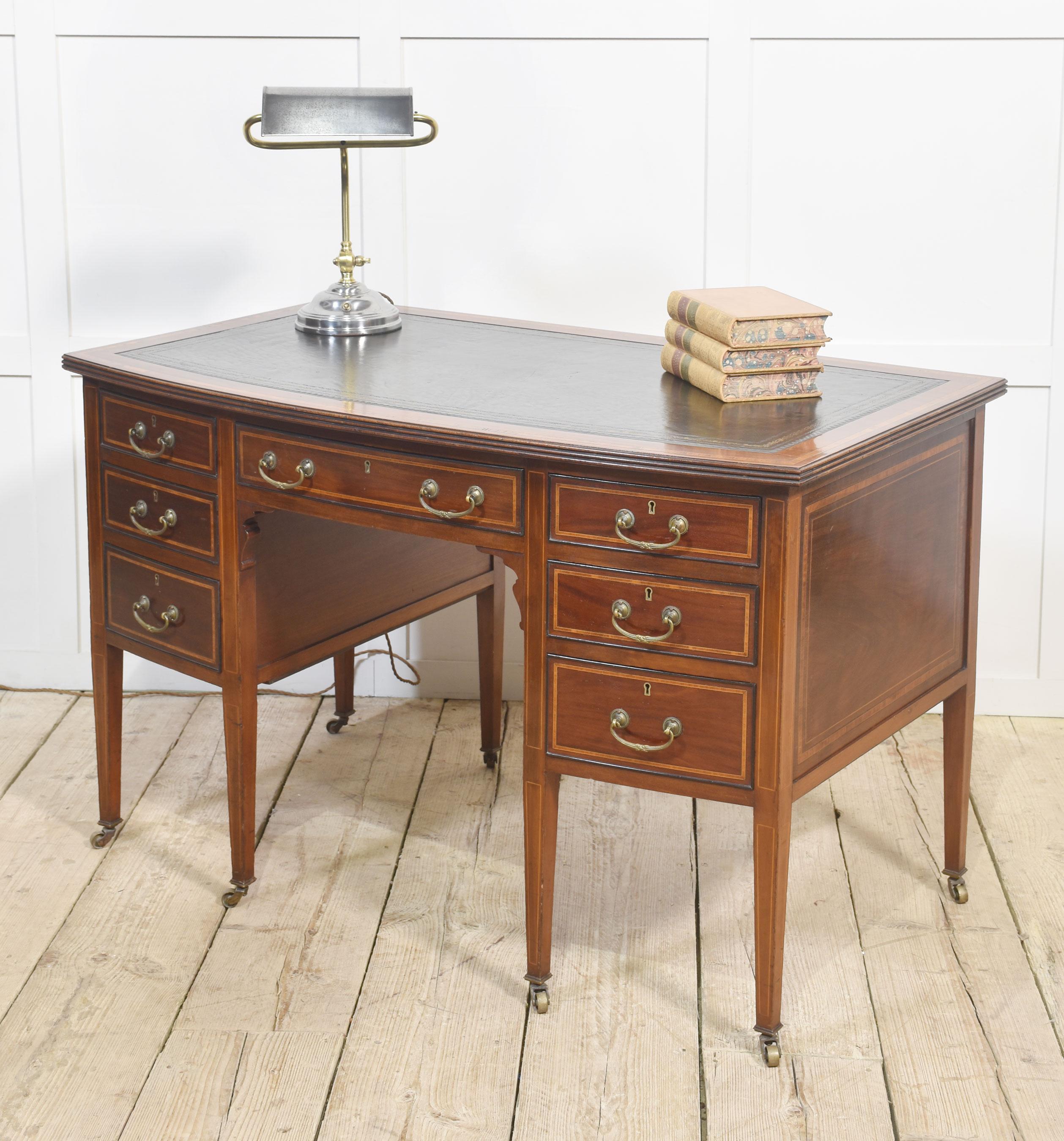 British Mahogany inlaid writing desk For Sale