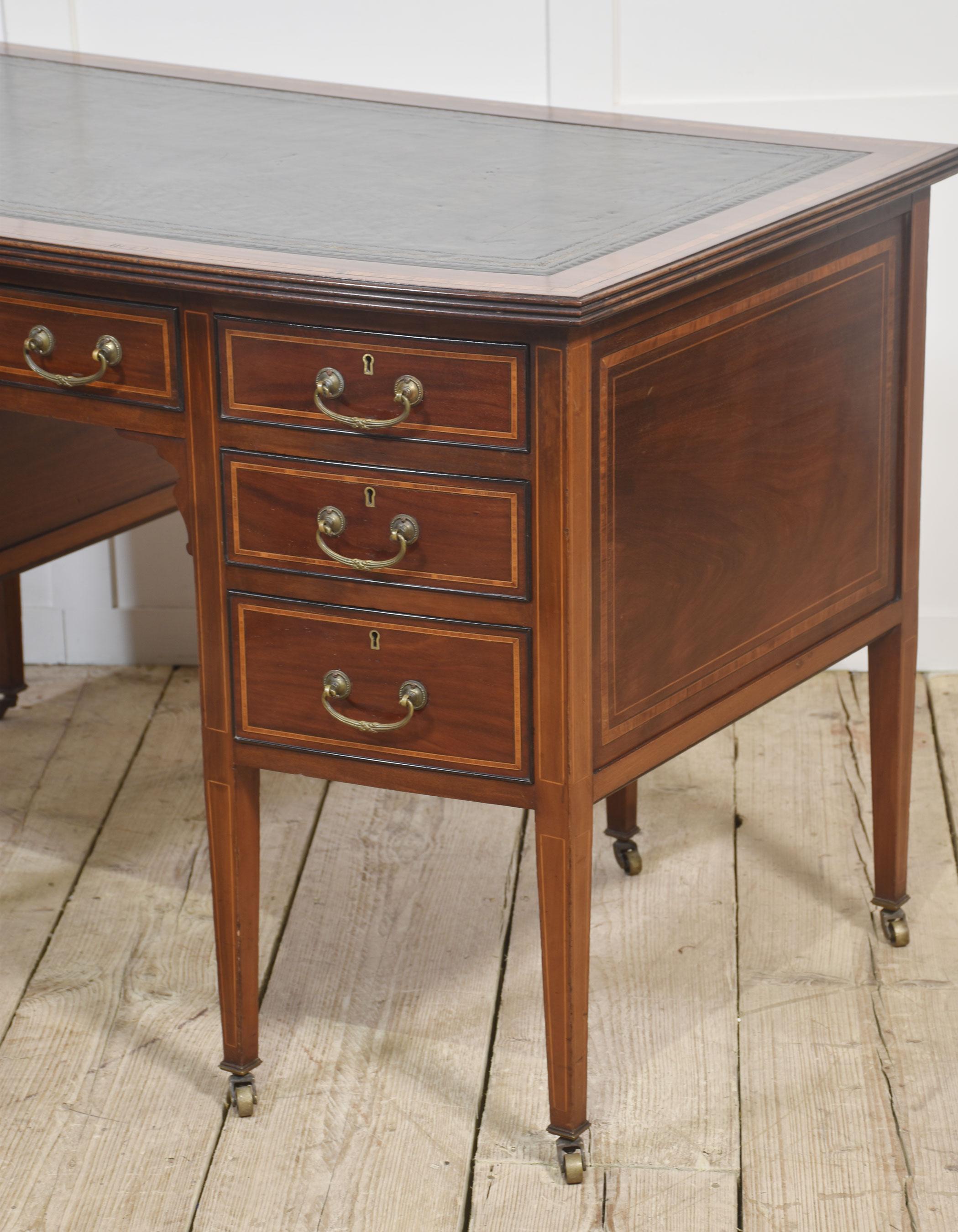 20th Century Mahogany inlaid writing desk For Sale