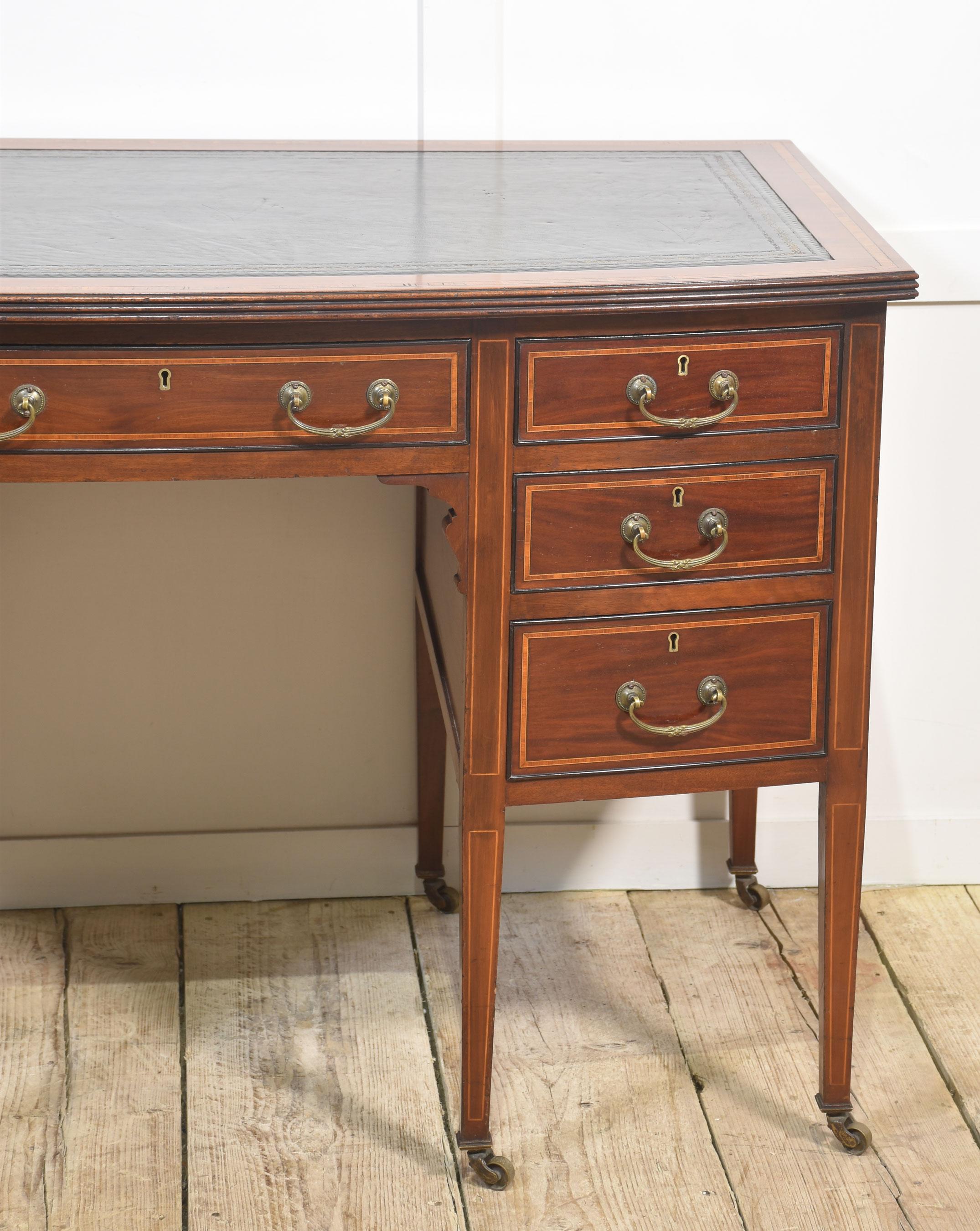 Mahogany inlaid writing desk For Sale 3