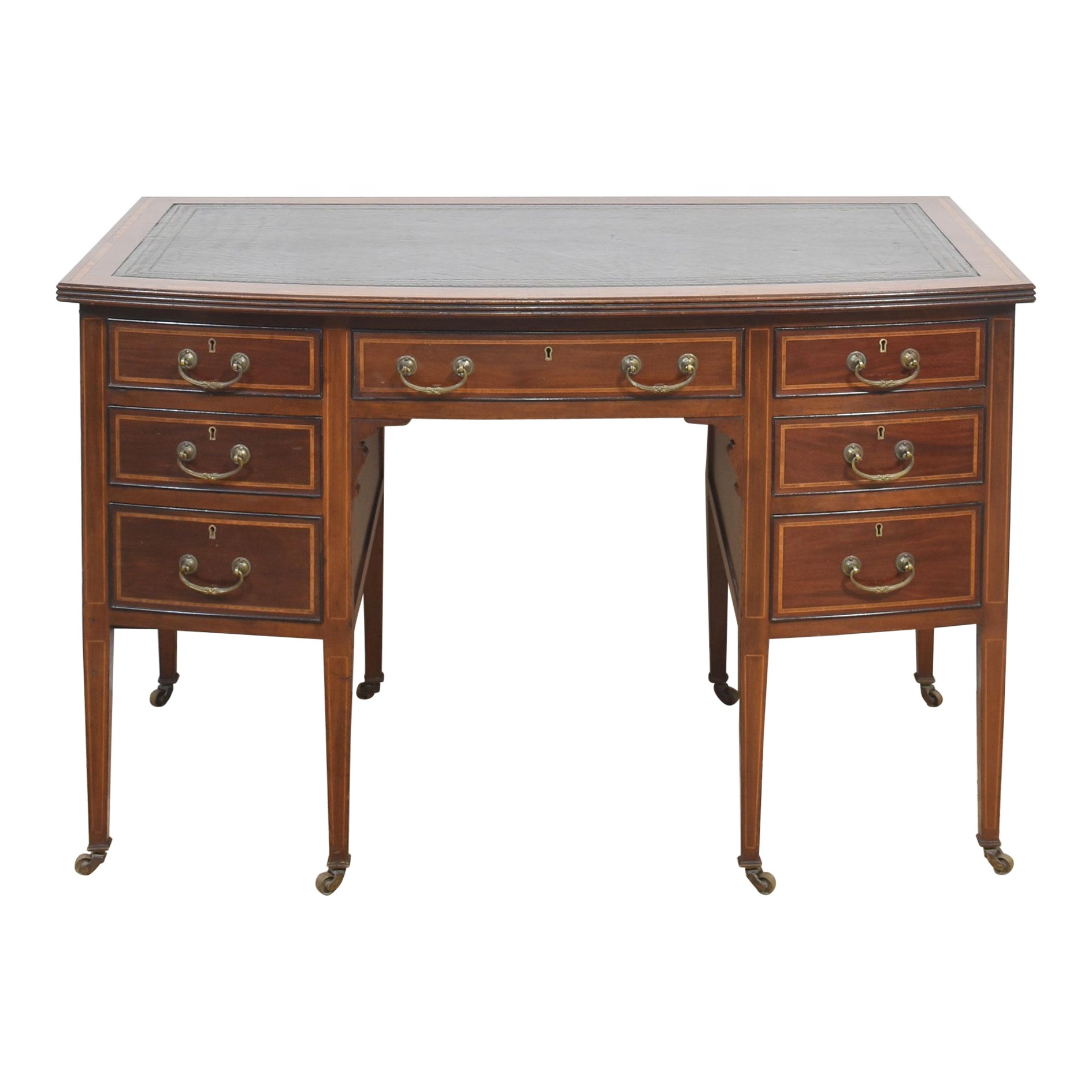 Mahogany inlaid writing desk For Sale