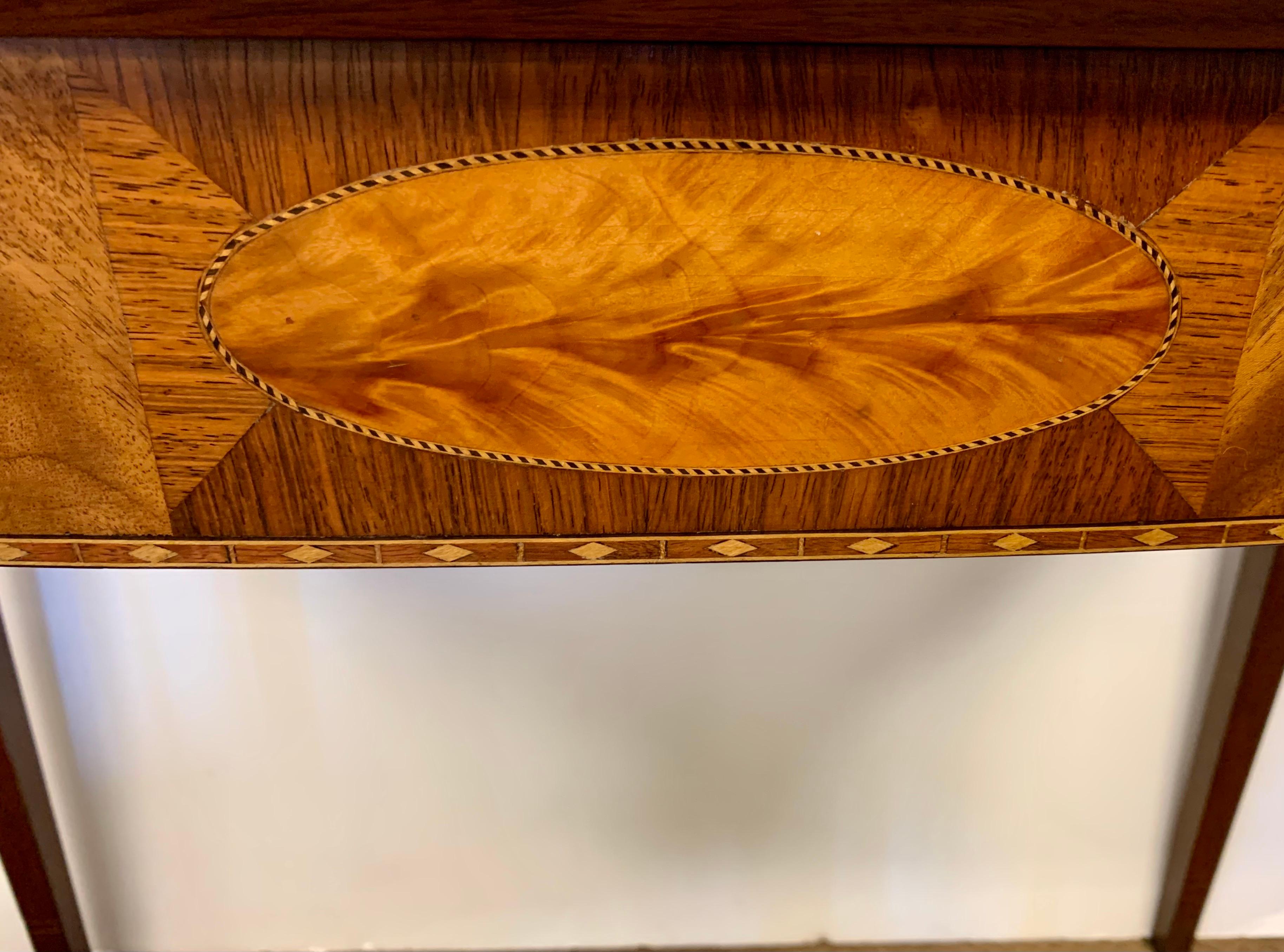 American Mahogany Inlay Flip Top Game Console Table