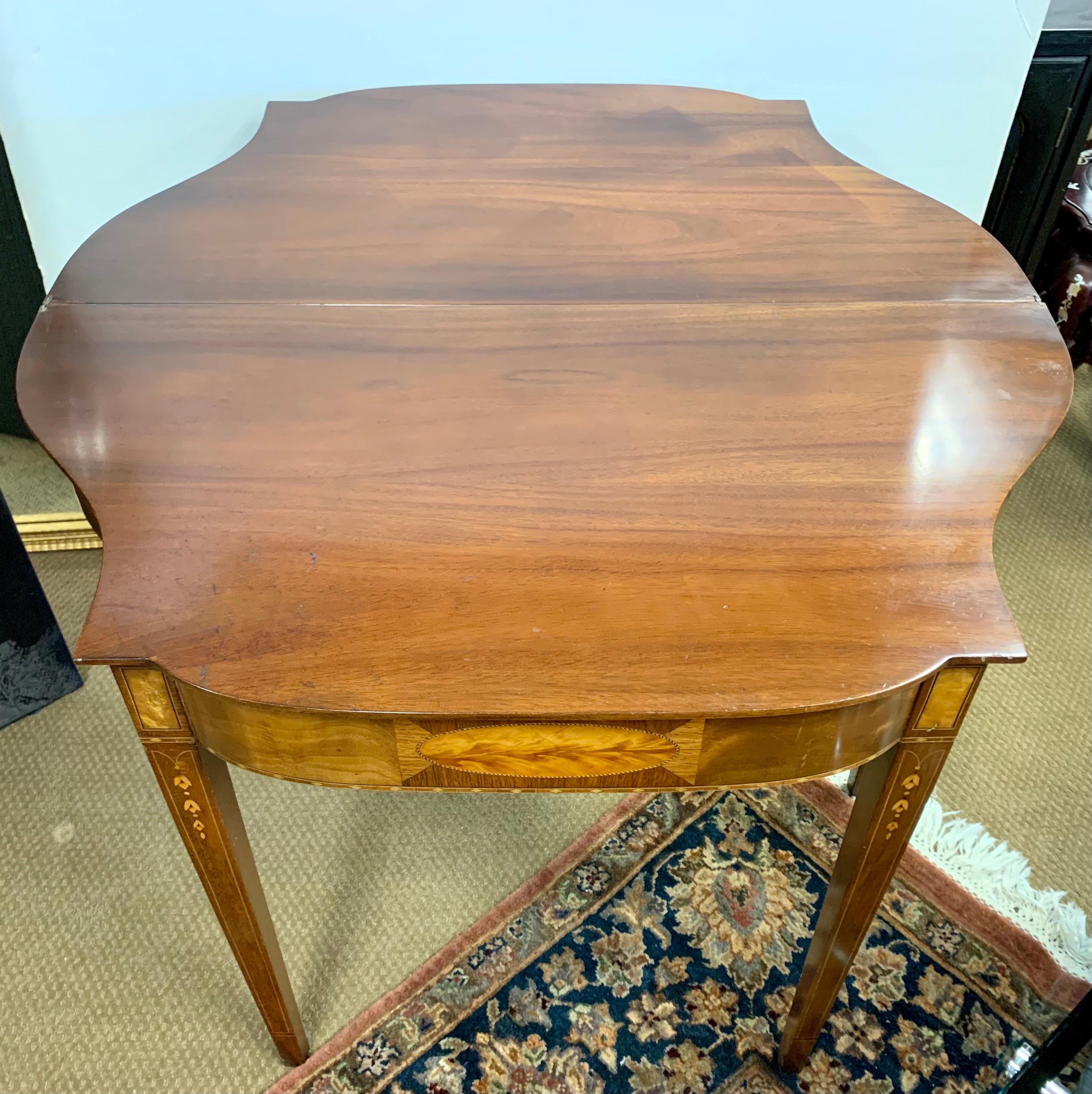 20th Century Mahogany Inlay Flip Top Game Console Table