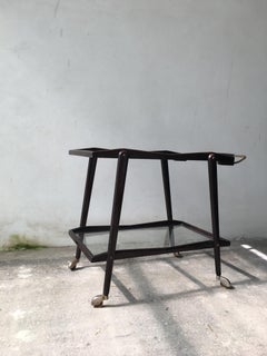 Mahogany Italian Bar Cart or Trolley Designed by Cesare Lacca, 1950s