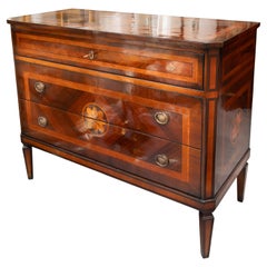 Mahogany Italian Louis XVI Style Chest of Drawers with Inlay.