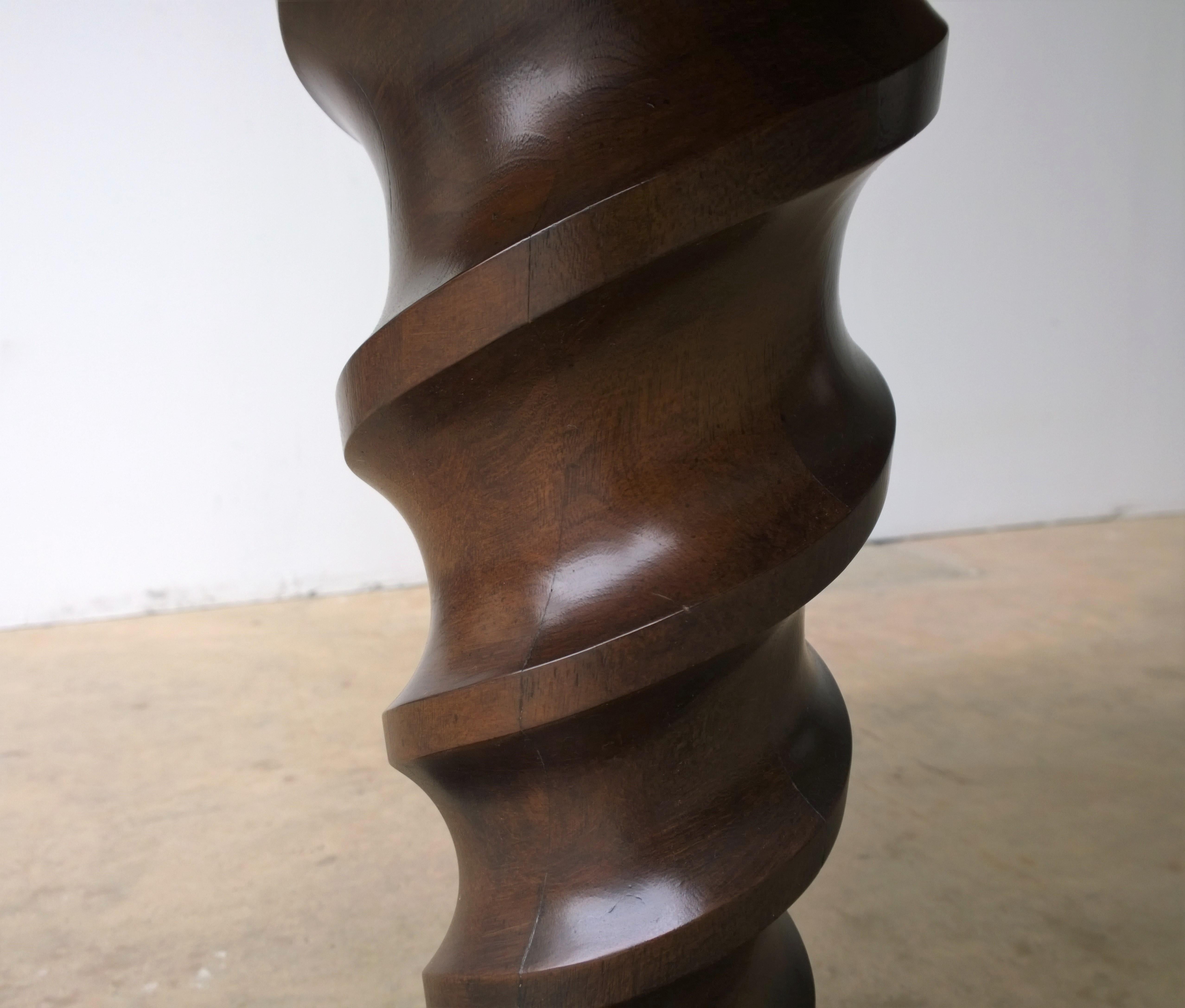 Mahogany Johan Tapp Carved Center Corkscrew Pedestal and Round Top Side Table For Sale 2