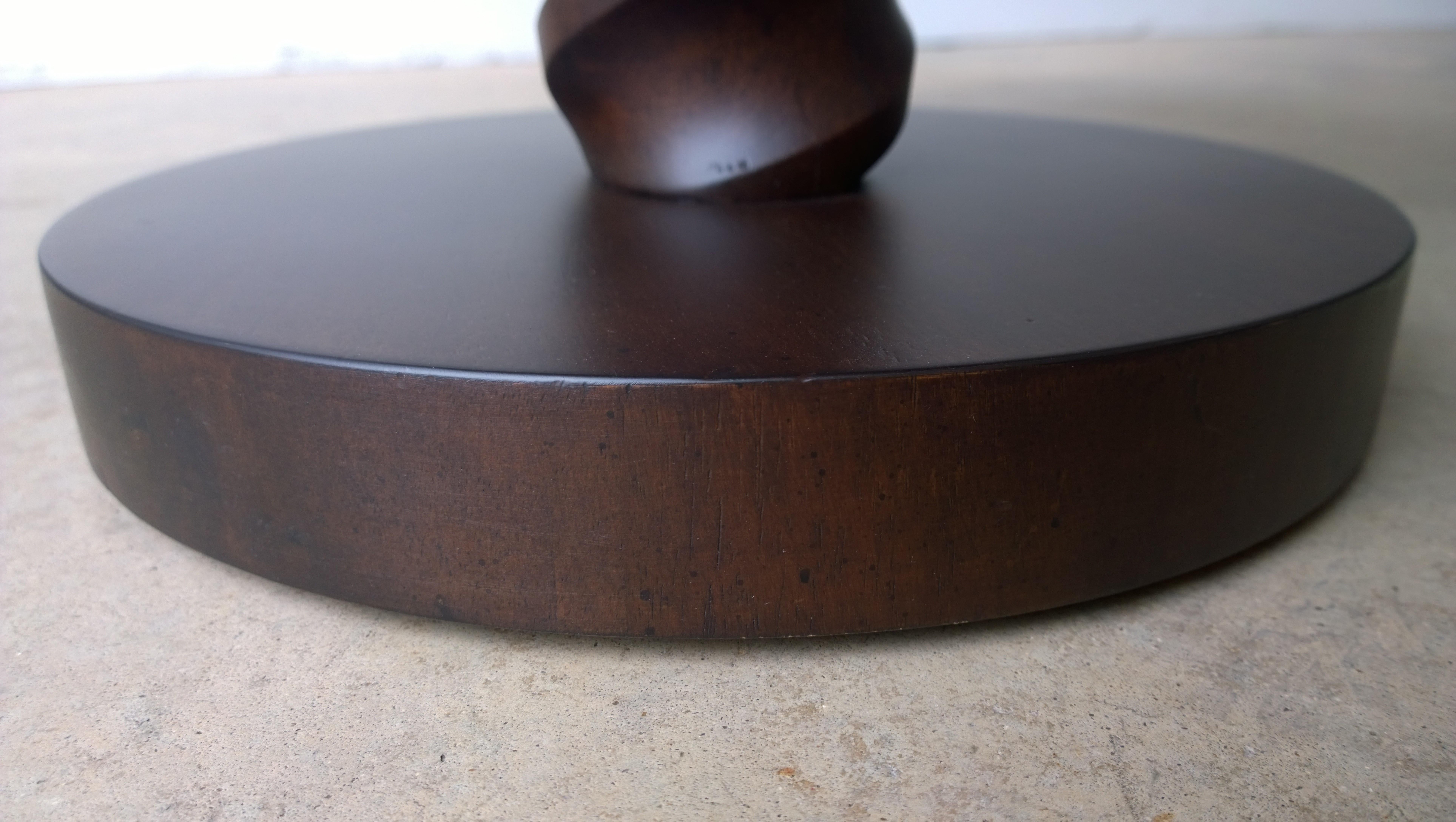Mahogany Johan Tapp Carved Center Corkscrew Pedestal and Round Top Side Table For Sale 5