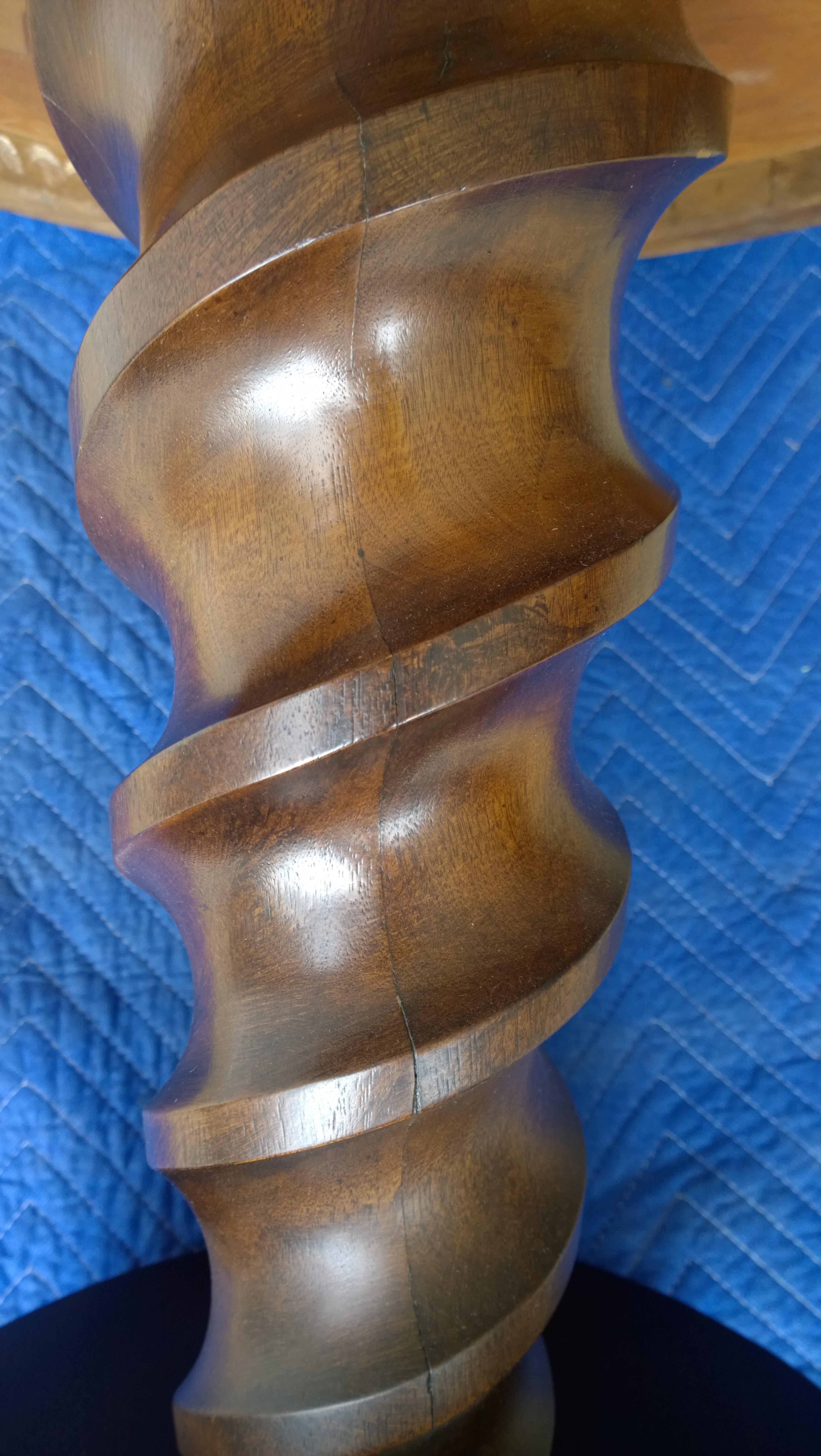 Mahogany Johan Tapp Carved Center Corkscrew Pedestal and Round Top Side Table For Sale 6