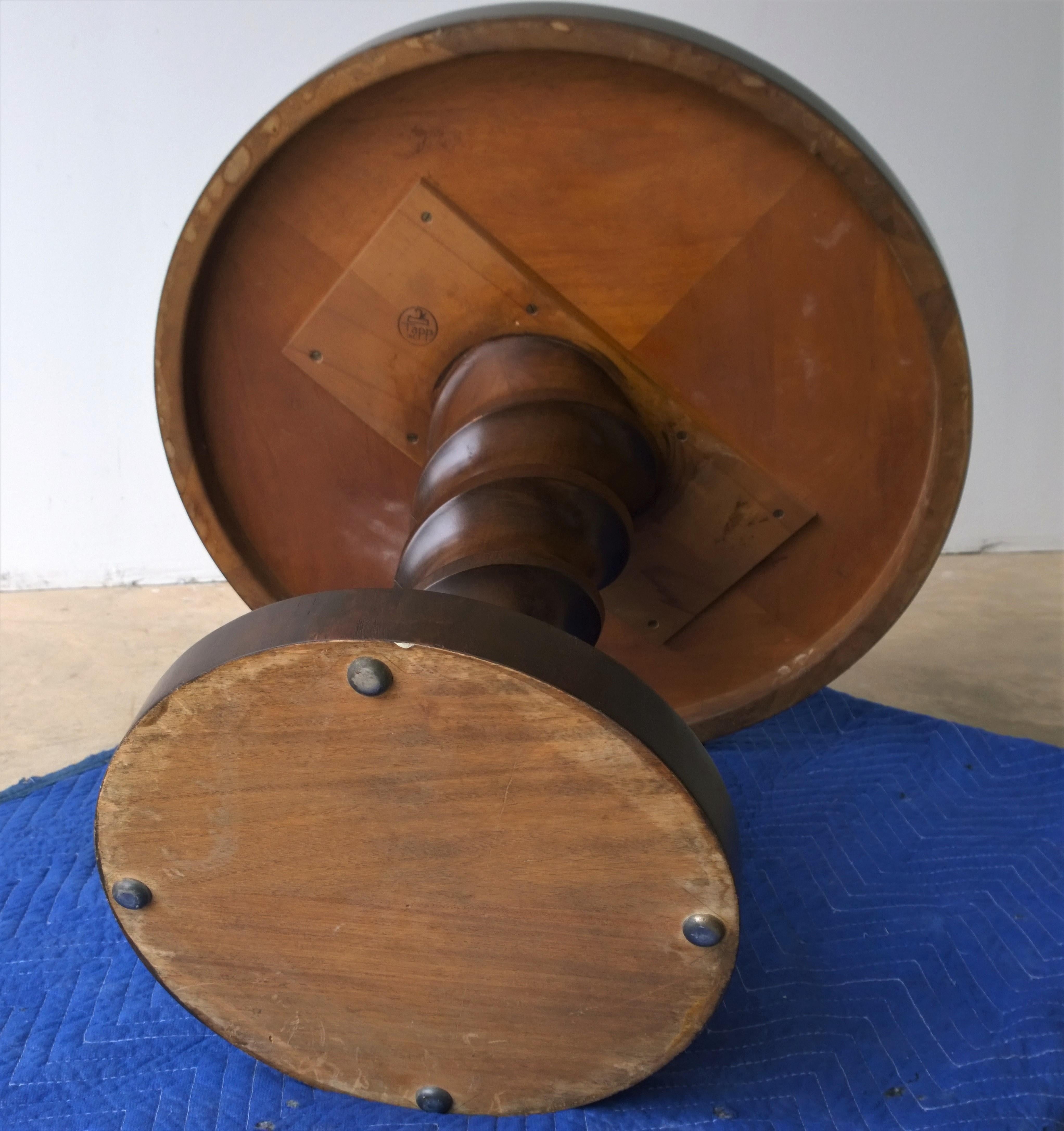 Mahogany Johan Tapp Carved Center Corkscrew Pedestal and Round Top Side Table For Sale 10