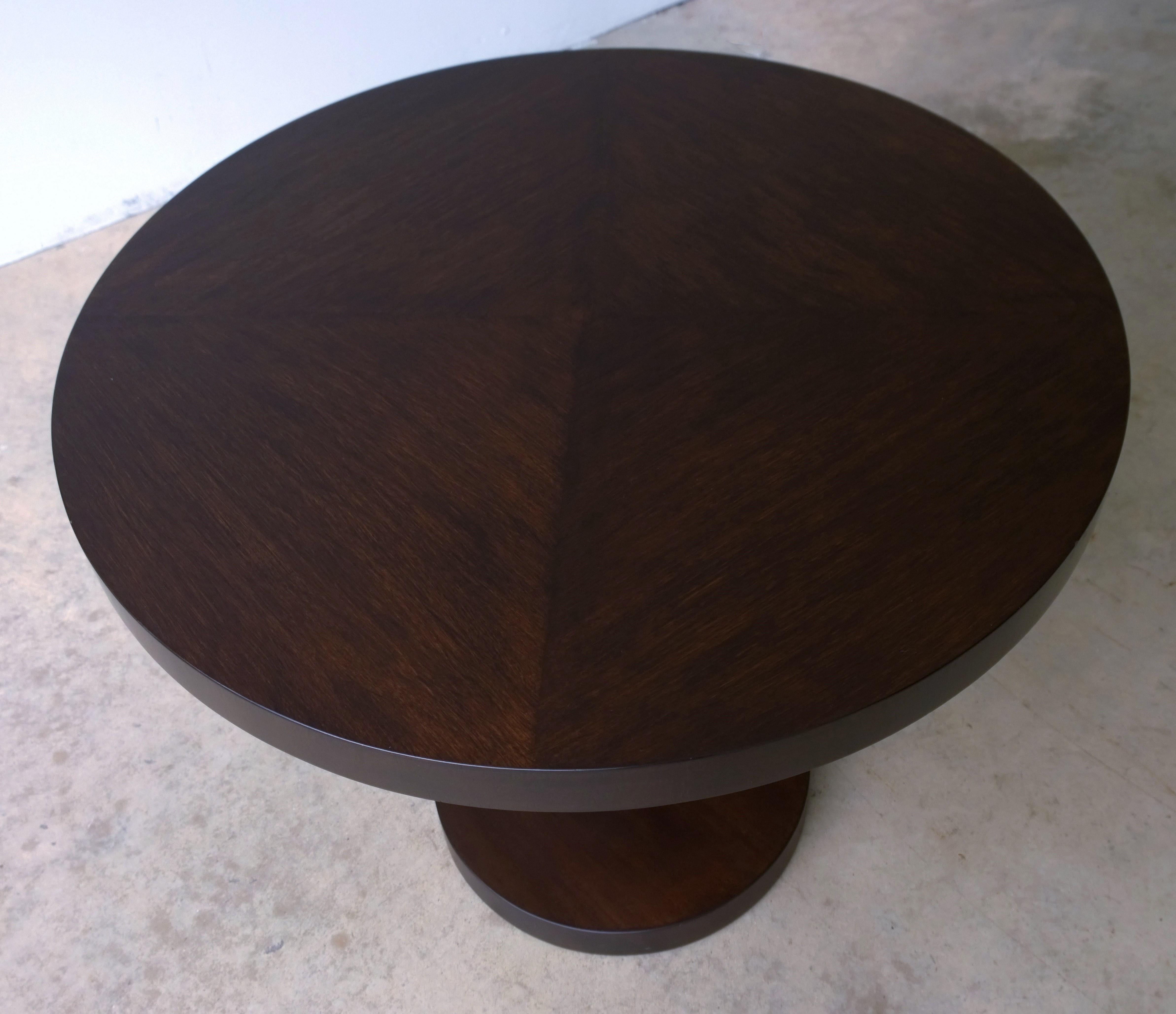Hand-Carved Mahogany Johan Tapp Carved Center Corkscrew Pedestal and Round Top Side Table For Sale