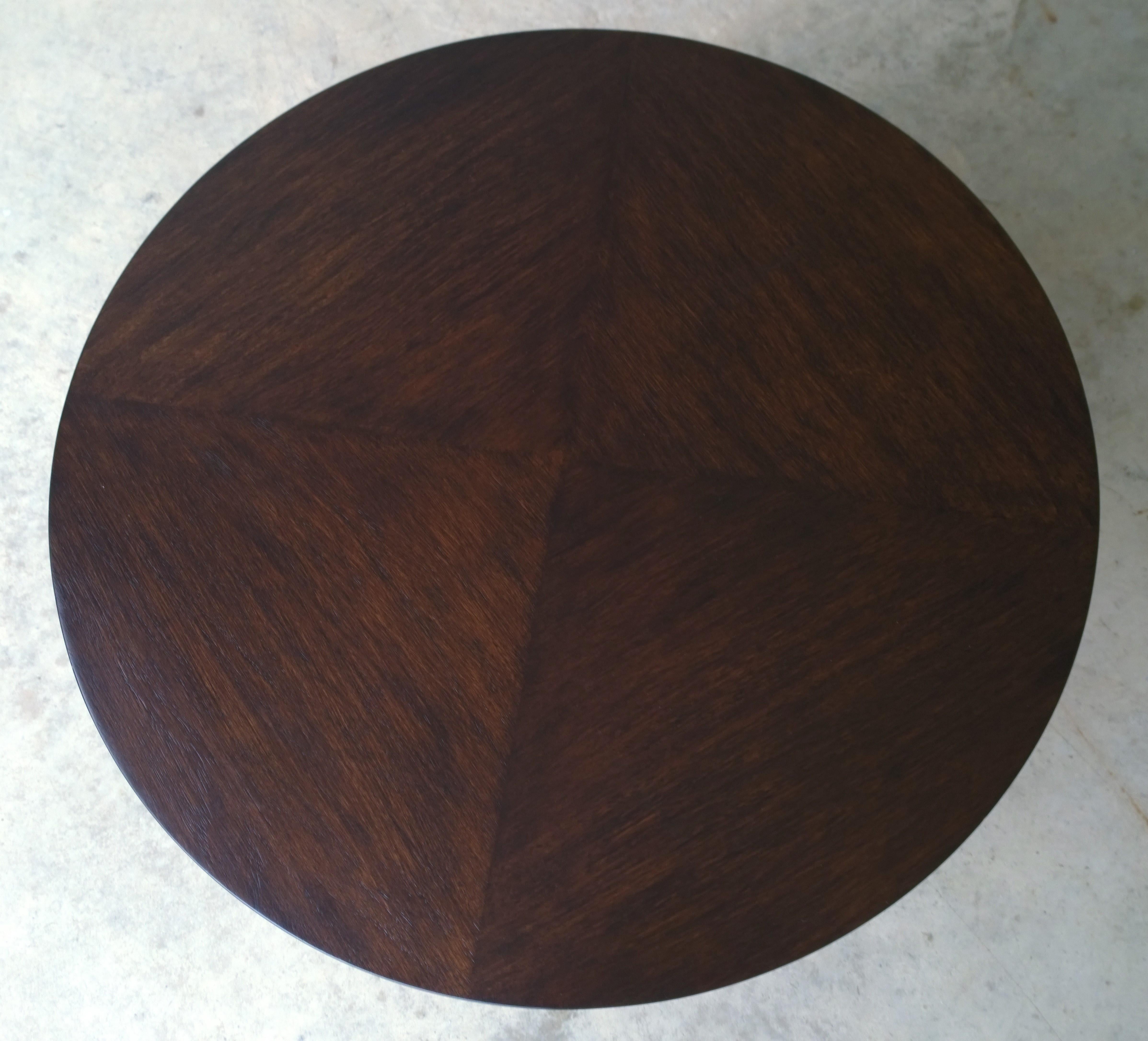 Mahogany Johan Tapp Carved Center Corkscrew Pedestal and Round Top Side Table In Good Condition For Sale In Houston, TX