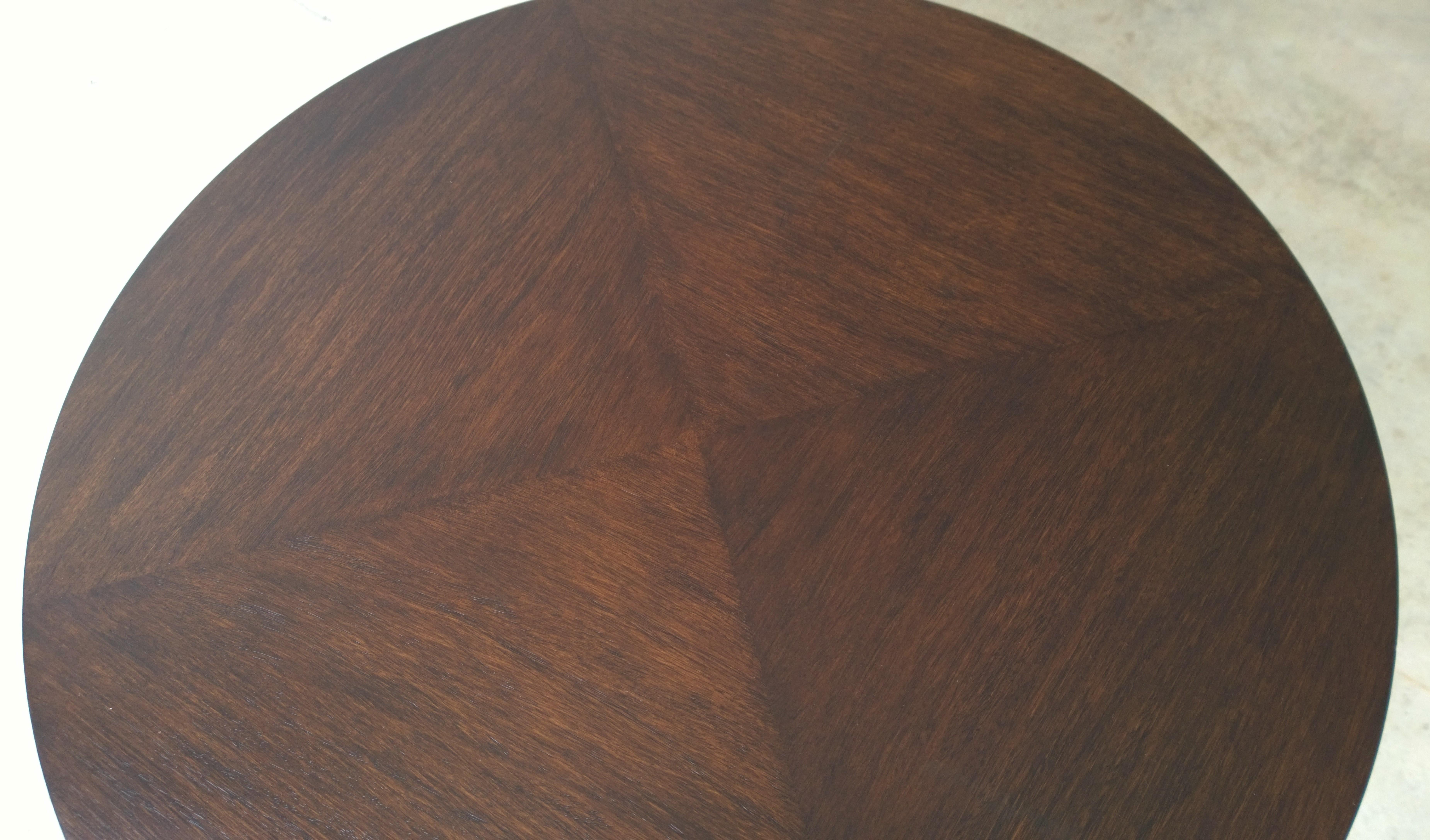 20th Century Mahogany Johan Tapp Carved Center Corkscrew Pedestal and Round Top Side Table For Sale