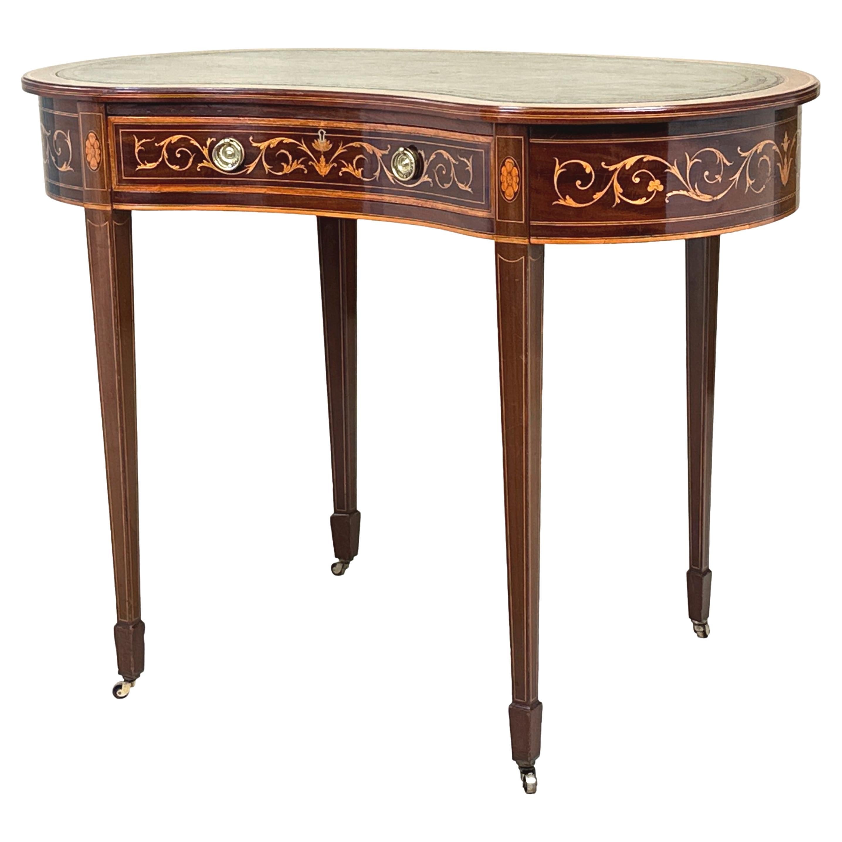 Mahogany Kidney Shaped 19th Century Writing Table For Sale