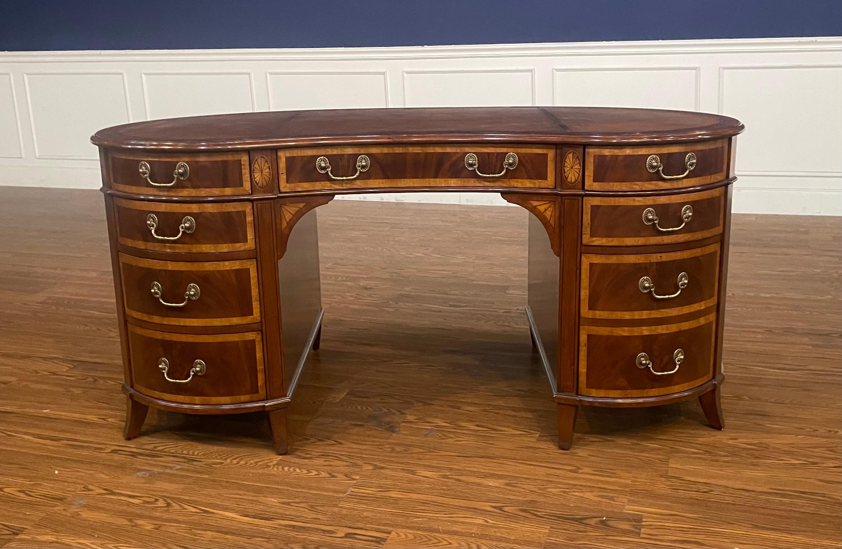 Mahogany Kidney Shaped Desk by Leighton Hall For Sale 2